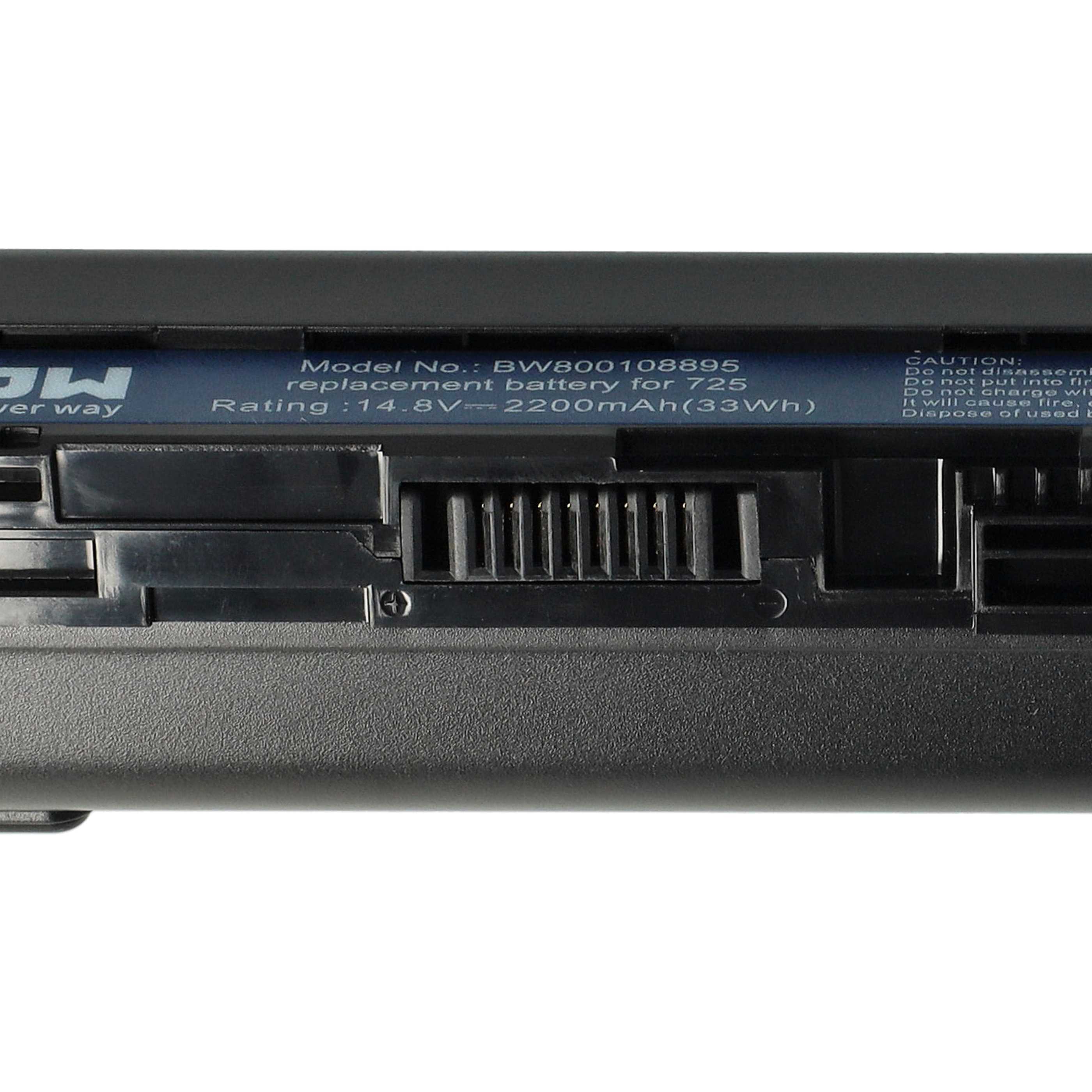 Batterie remplace Acer AL12B31, AL12B32, 4ICR17/65 pour ordinateur portable - 2200mAh 14,4V Li-ion, noir