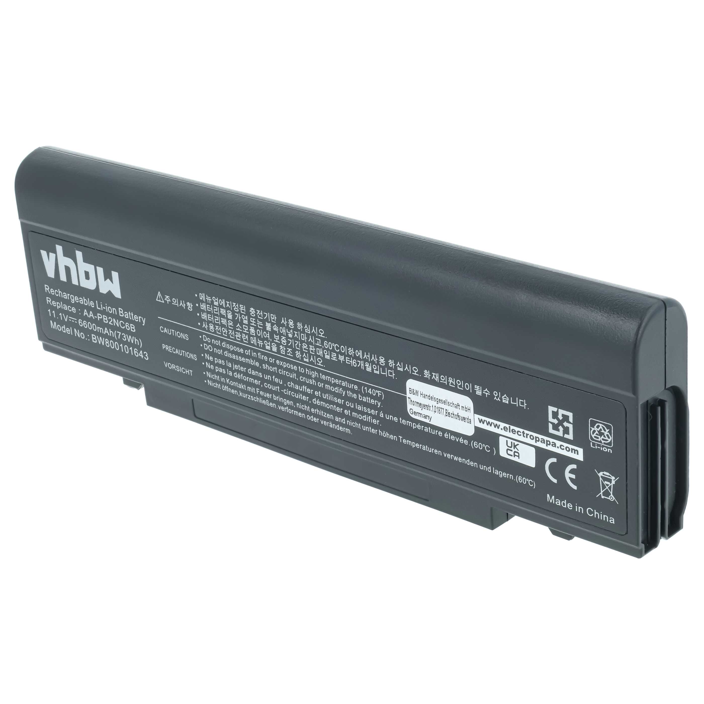 Akumulator do laptopa zamiennik Samsung AAPB2NC6B/E, AA-PB2NC6B/E, AAPB2NC6B - 6600 mAh 11,1 V Li-Ion, czarny
