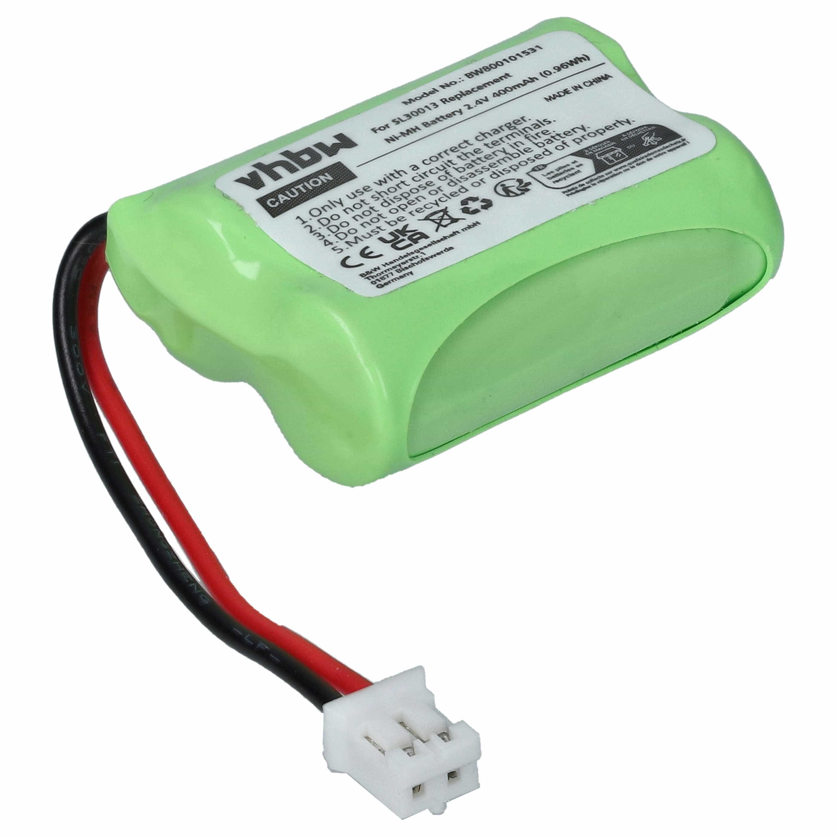 Batterie remplace SL30013 pour téléphone Simvalley - 400mAh 2,4V NiMH