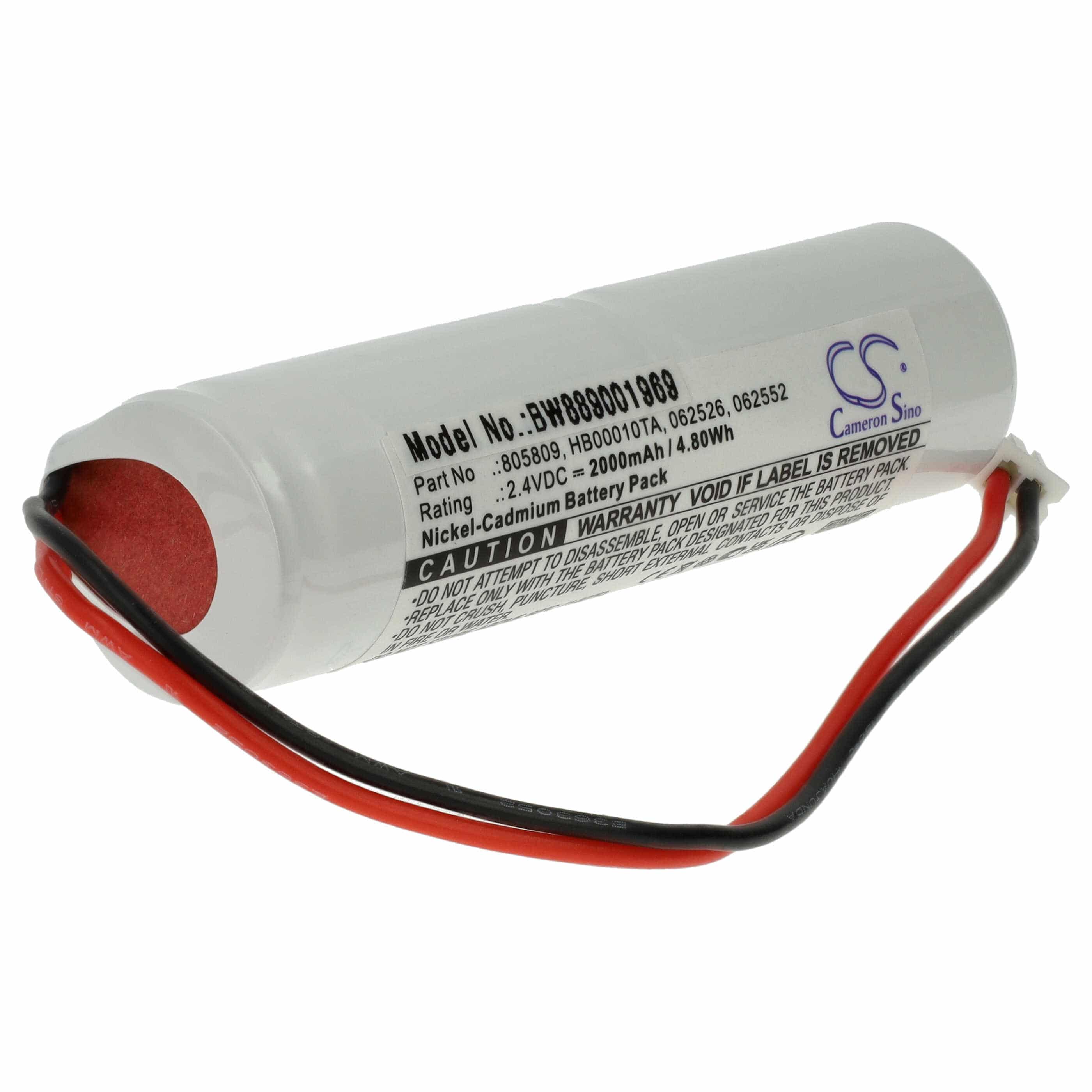 Batterie remplace Legrand 062552, 062526, 805809, 061092 pour éclairage de secours - 2000mAh 2,4V NiCd