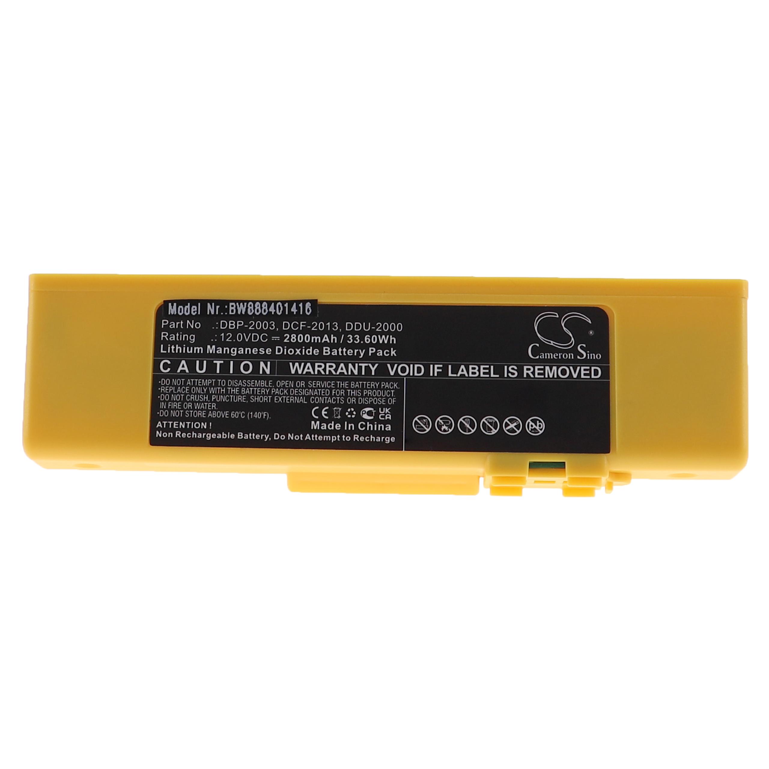 Batterie als Ersatz für Defibtech DDU-2000, DCF-2013, DBP-2003 - 2800mAh 12V Li-MnO2