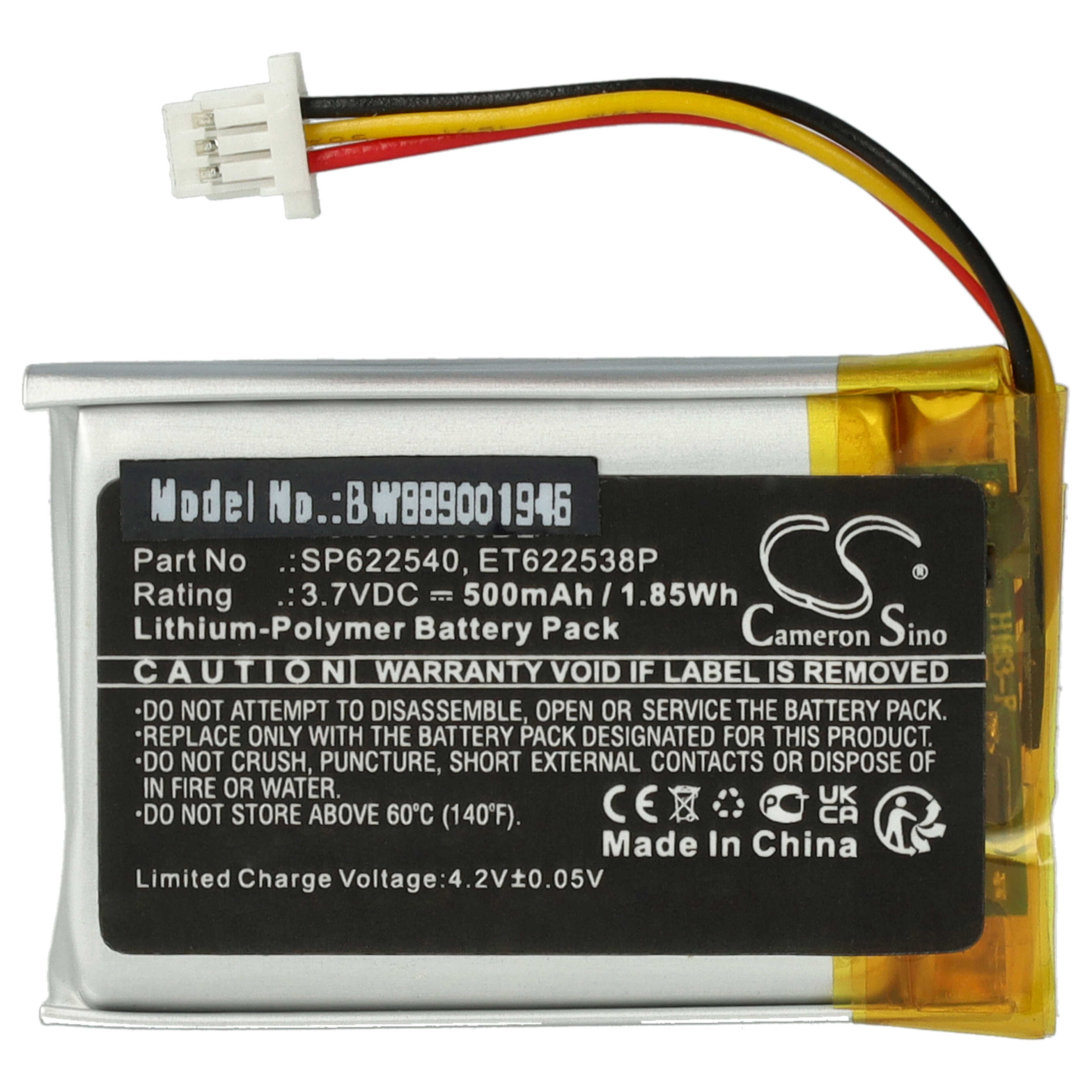 Akku als Ersatz für Opticon ET622538P, SP622540 für Opticon Barcodescanner - 500mAh 3,7V Li-Polymer