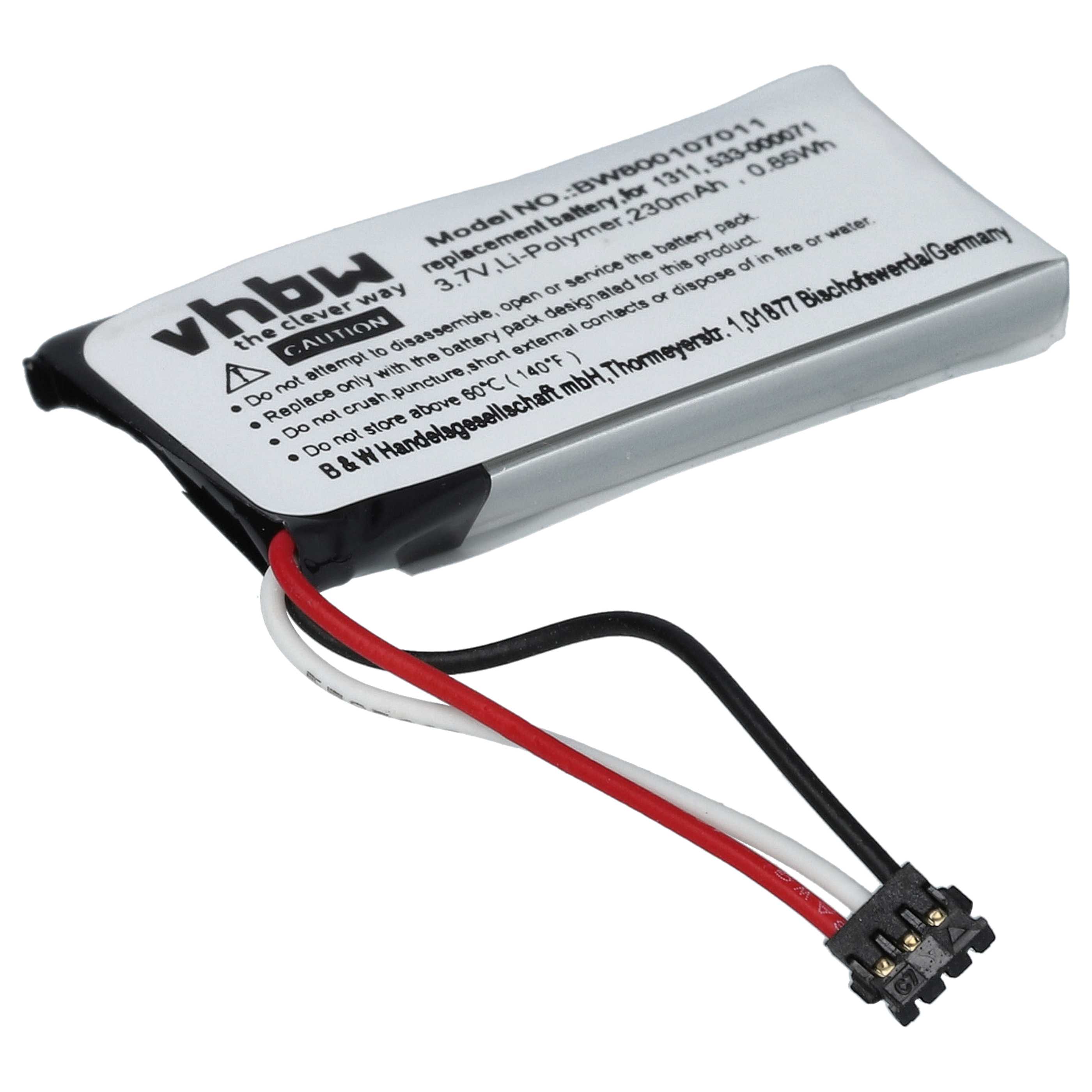 Computer Mouse Battery replaces Logitech 1311, AHB521630PJT-01, 533-000069 - 230 mAh 3.7 V Li-Ion