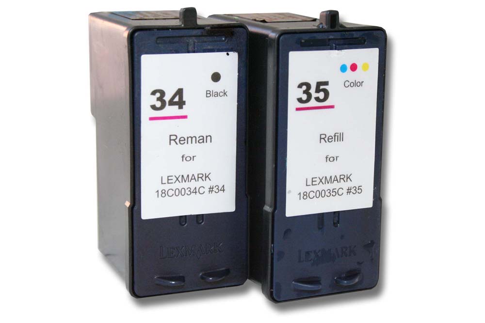 Set de 2x cartuchos de tinta reemplaza Lexmark 18C0032, 18C0033 para impresora - B/C/M/Y regenerada 37 ml