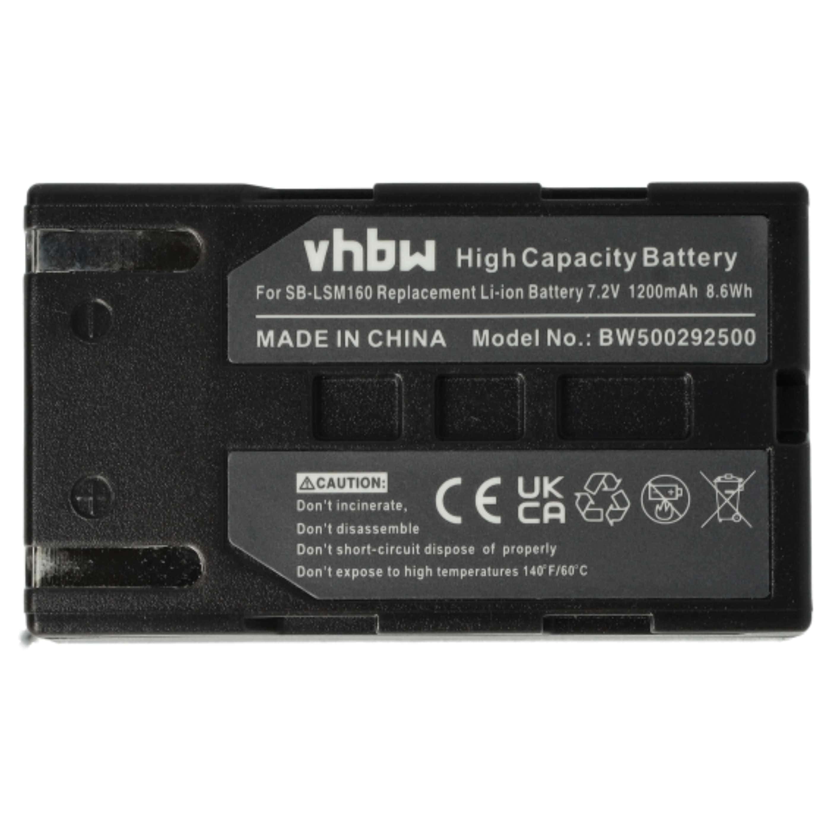 Videocamera 2x Battery replaces Samsung SB-LSM160, SB-LSM320, SB-LSM80 - 1200 mAh 7.2 V Li-Ion