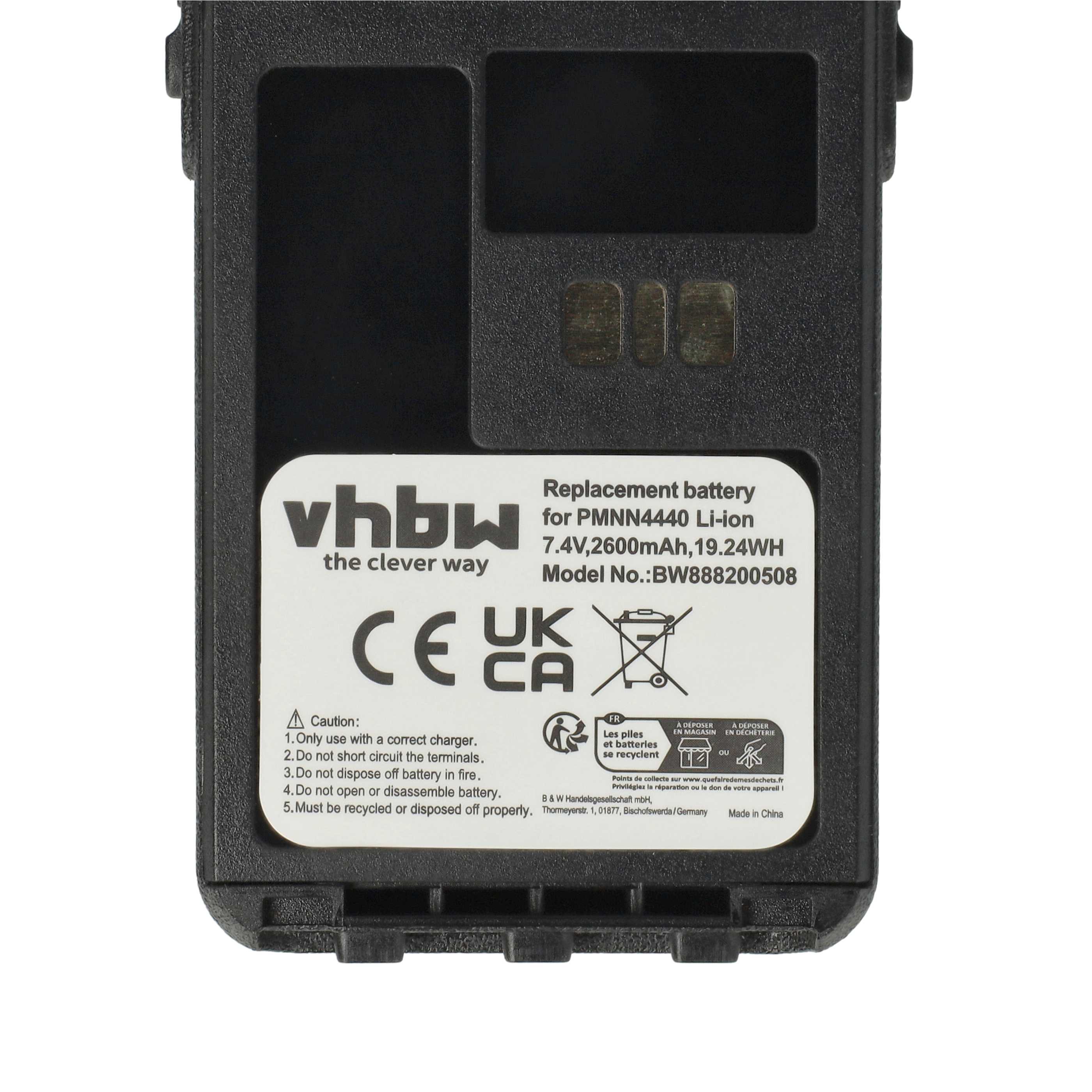 Radio 10x Battery replaces Motorola PMNN4511A, PMNN4440, PMNN4502A, PMNN4440AR - 2600 mAh 7.4 V Li-Ion