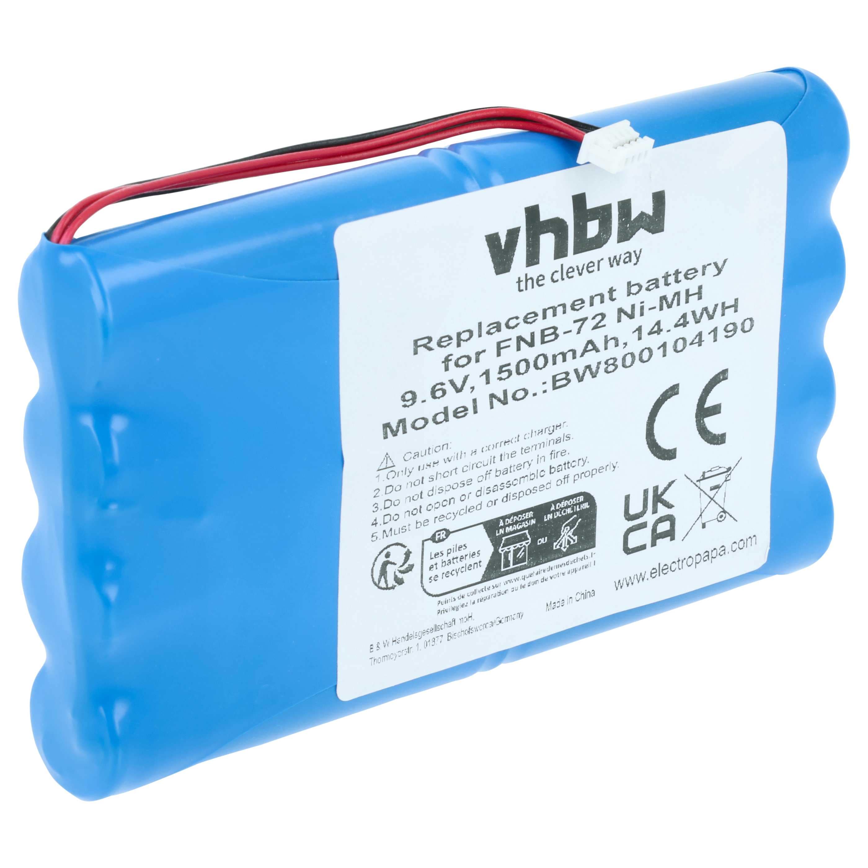 Radio Battery replaces Yaesu FNB-72xh, FNB-72xx, FNB-72x, FNB-72xe, FNB-85, FNB-72 - 1500 mAh 9.6 V NiMH