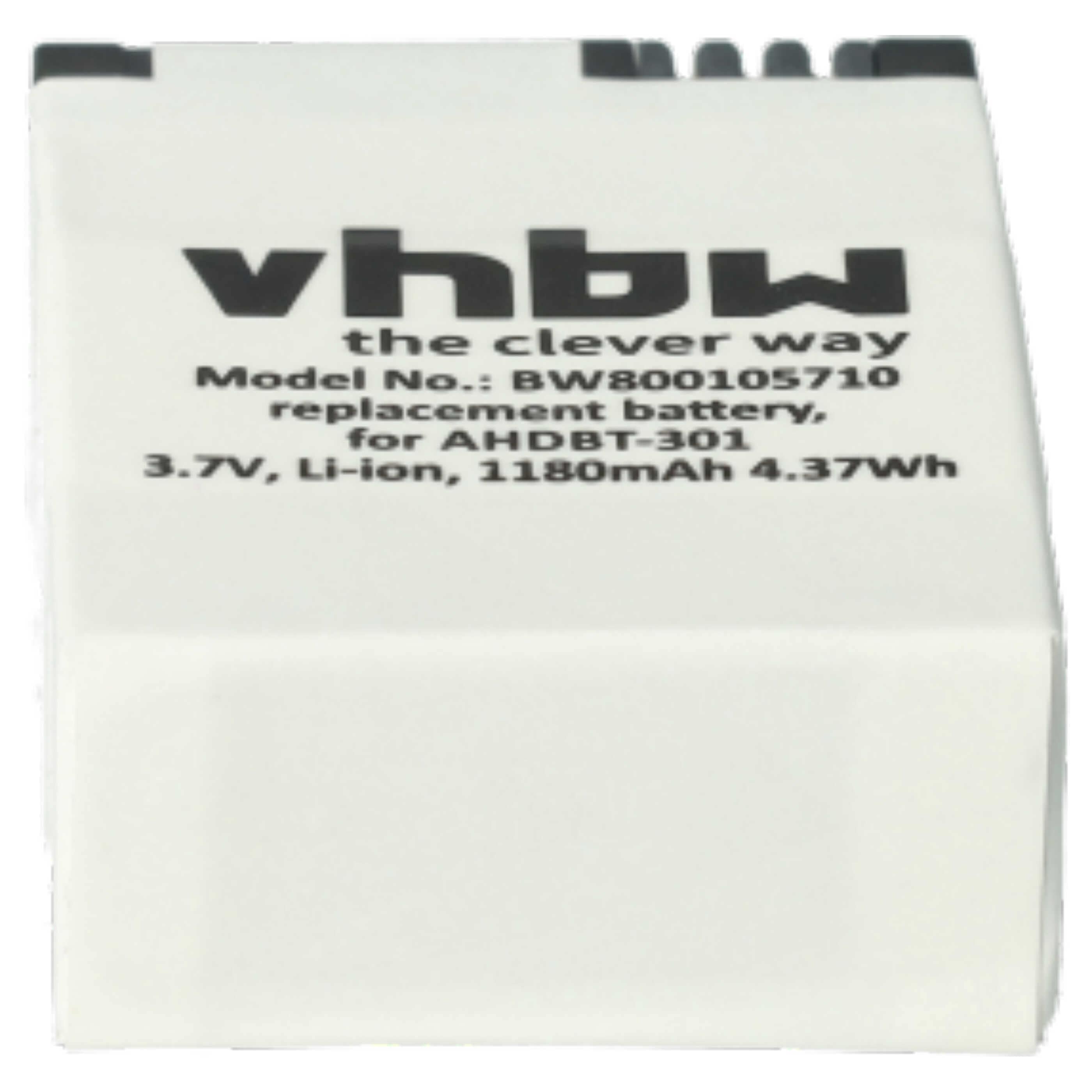 Videocamera 3x Battery replaces GoPro 1ICP7/26/33-2, 601-00724-00ACHDHN-301 - 1180 mAh 3.7 V Li-polymer