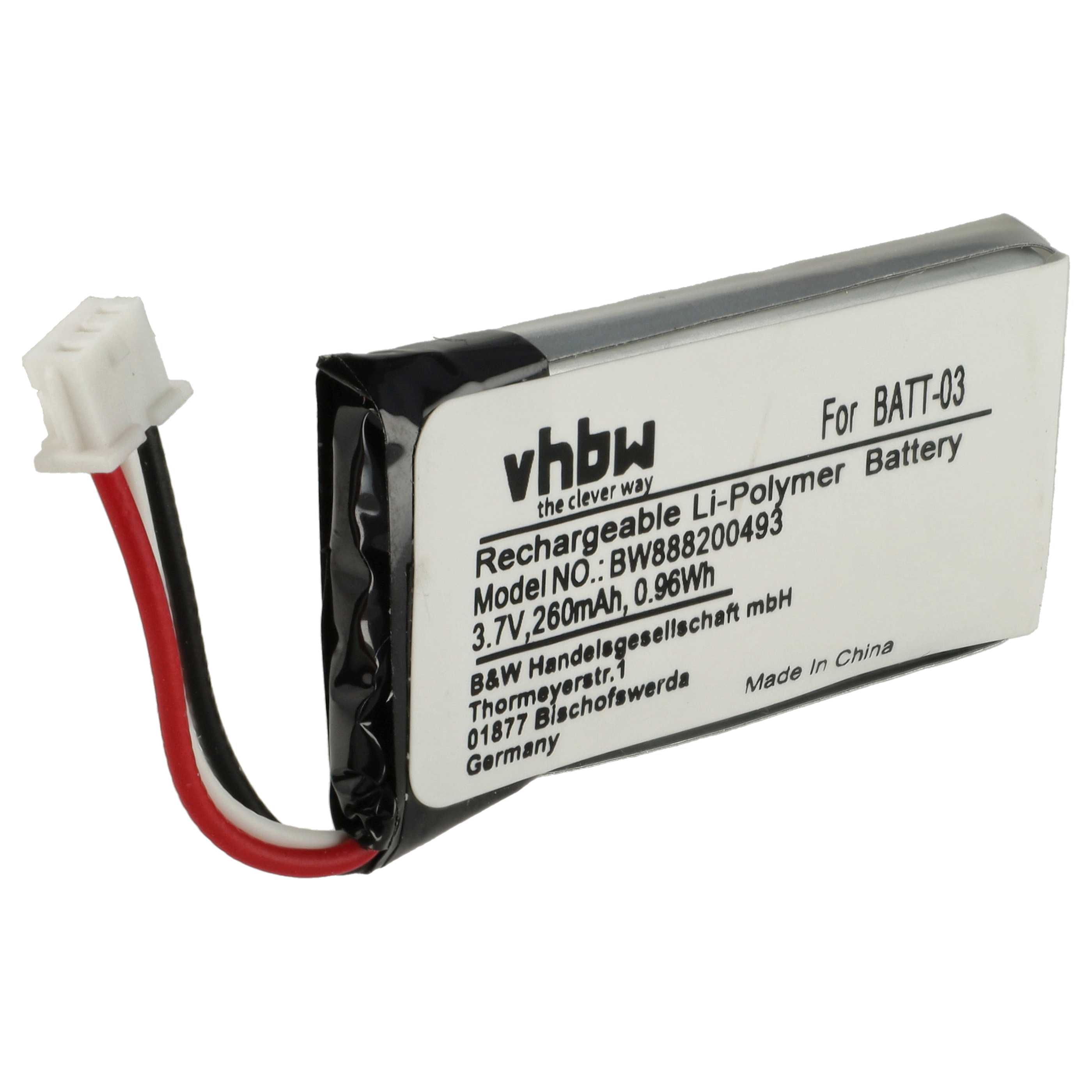 Batteria sostituisce Sennheiser 504374, BATT-03 per auricolari cuffie Sennheiser - 200mAh 3,7V Li-Poly