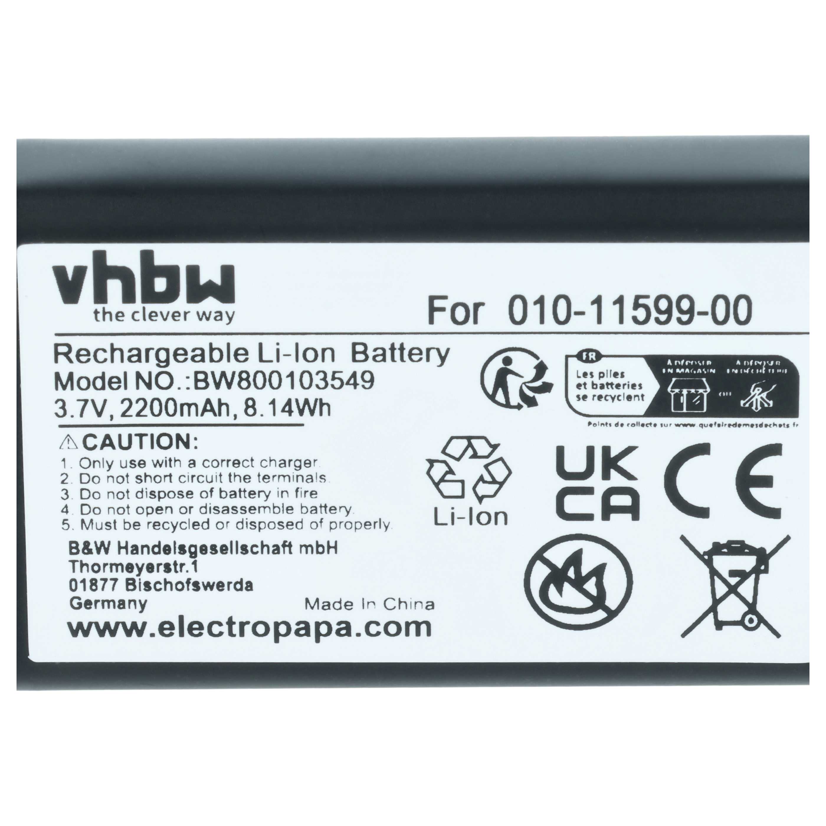 Akumulator do nawigacji GPS zamiennik Garmin 361-00053-00 - 2200 mAh 3,7 V Li-Ion