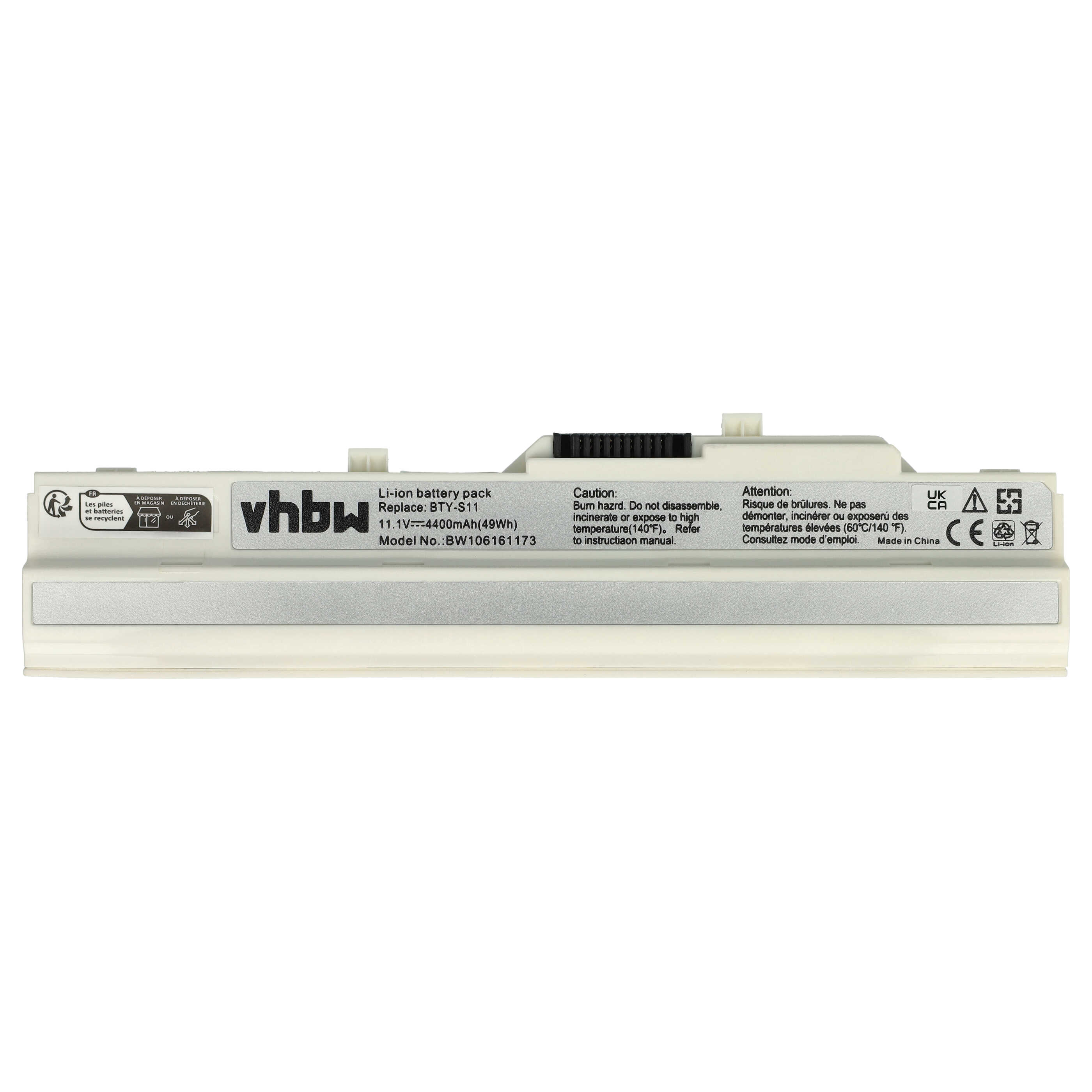 Notebook Battery Replacement for BTY-S11, BTY-S12, BTP-S11, BTP-S12, BTY-S13 - 4400mAh 11.1V Li-Ion, white