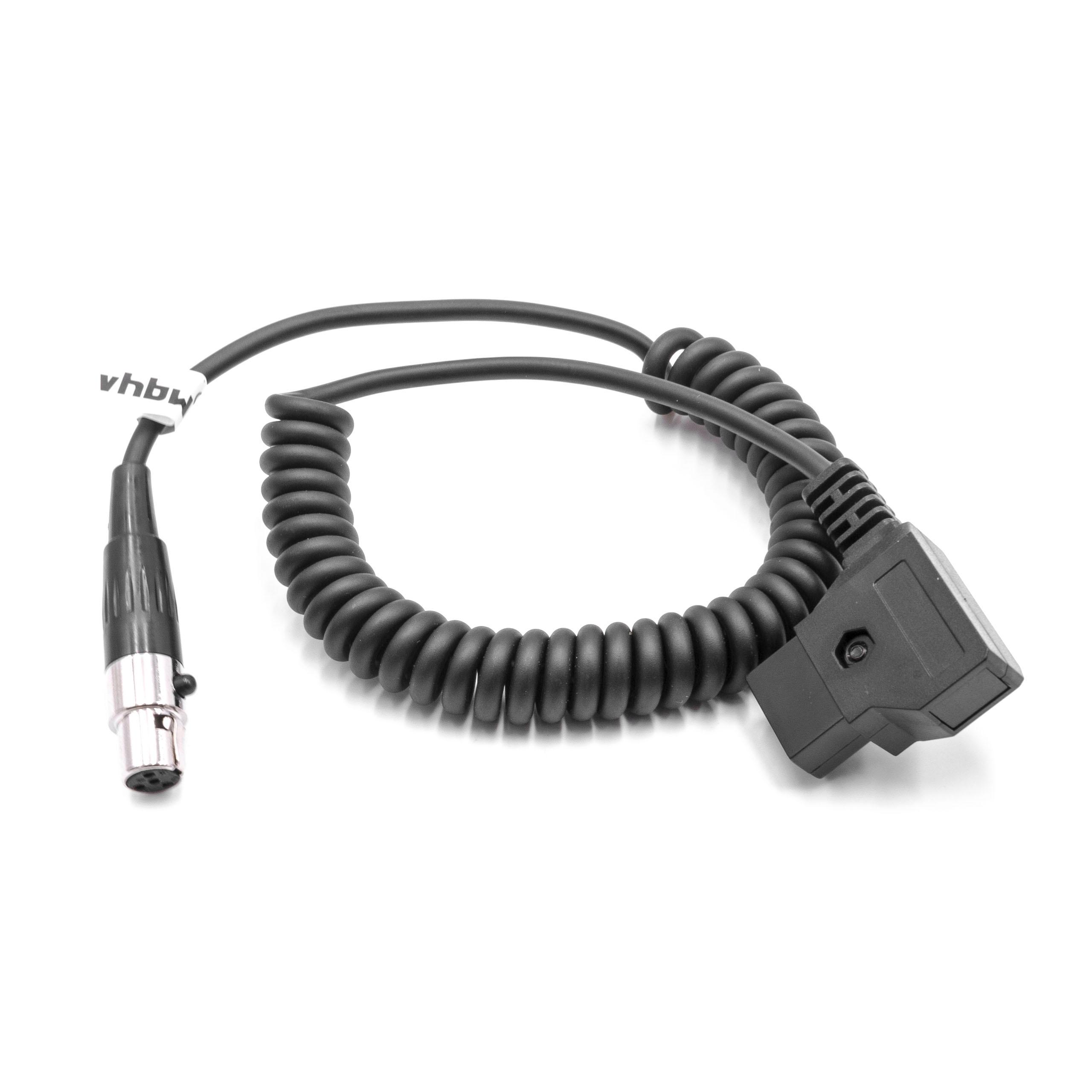 vhbw Power Cable D-Tap to Mini XLR Plug 4-Pin for Camcorder, Camera - Spiral Cable, Black