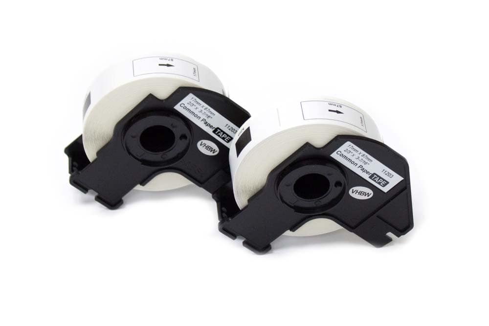 2x Label Roll replaces Brother DK-11203 Labeller - 17 mm x 87 mm + Holder