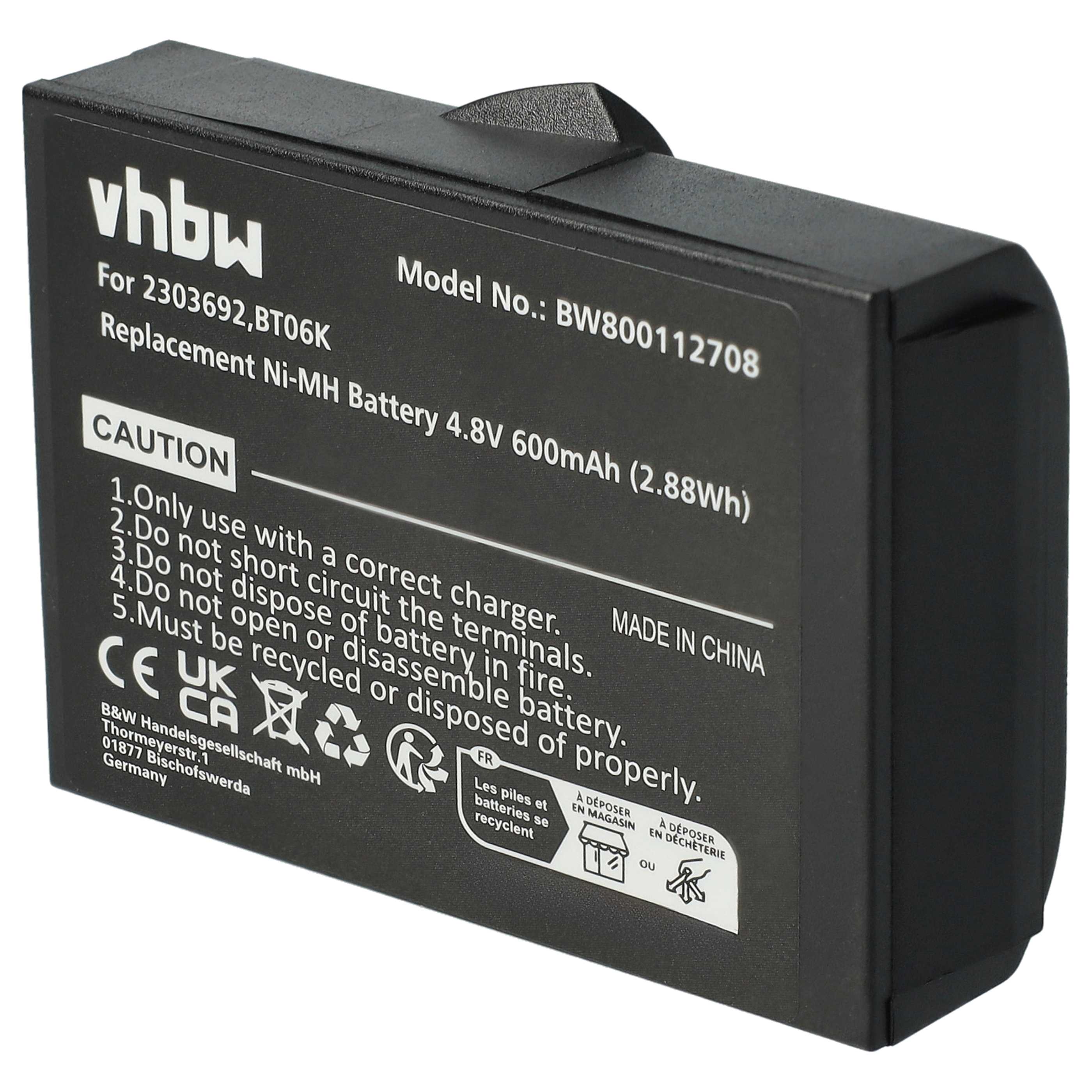 Akku (5 Stück) als Ersatz für Danfoss 2303692, BT06K Steuerung - 600mAh 4,8V NiMH