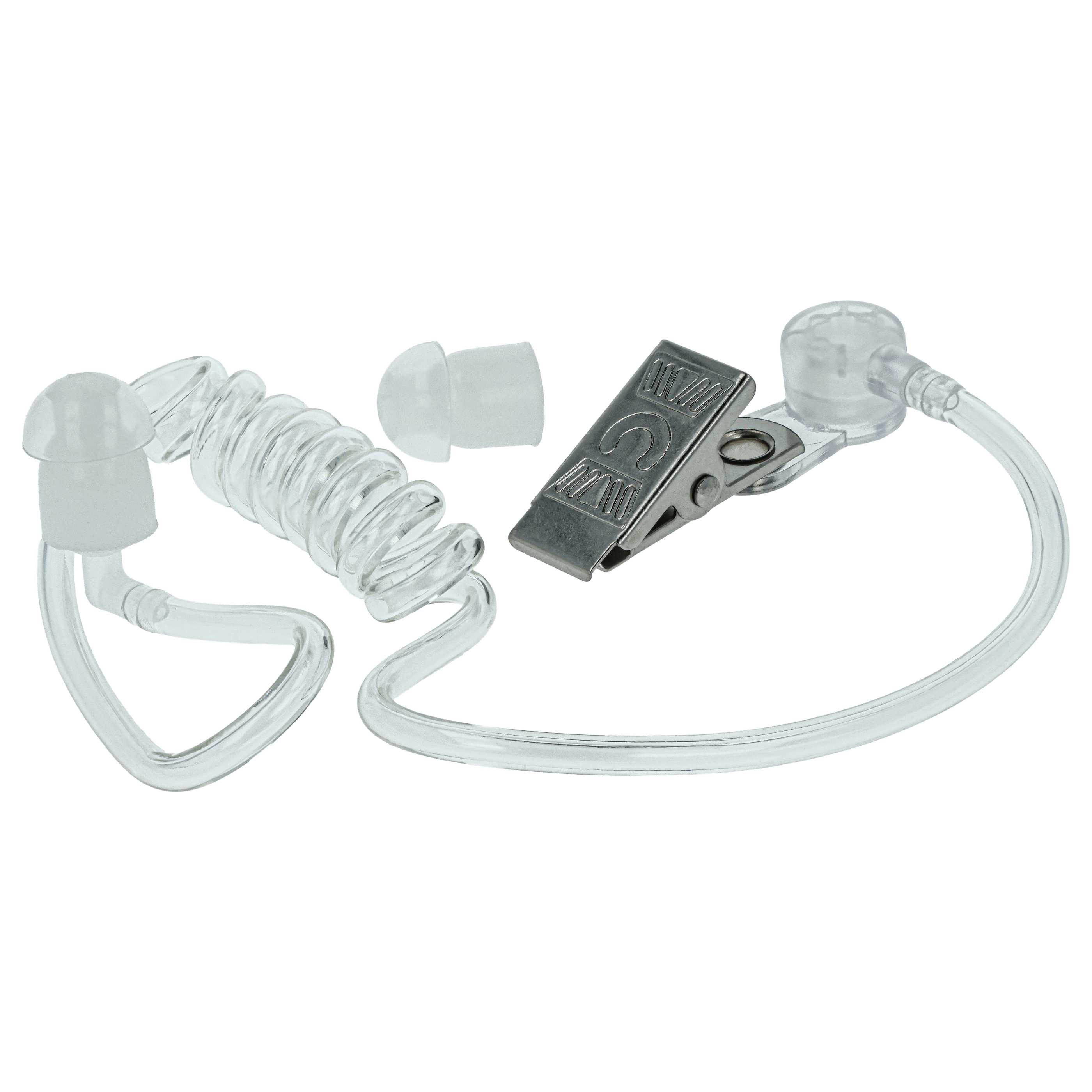 Schallschlauch passend für Motorola FTN6707 Headset - Mit Ohrolive, Adapter + Clip, transparent, weiß