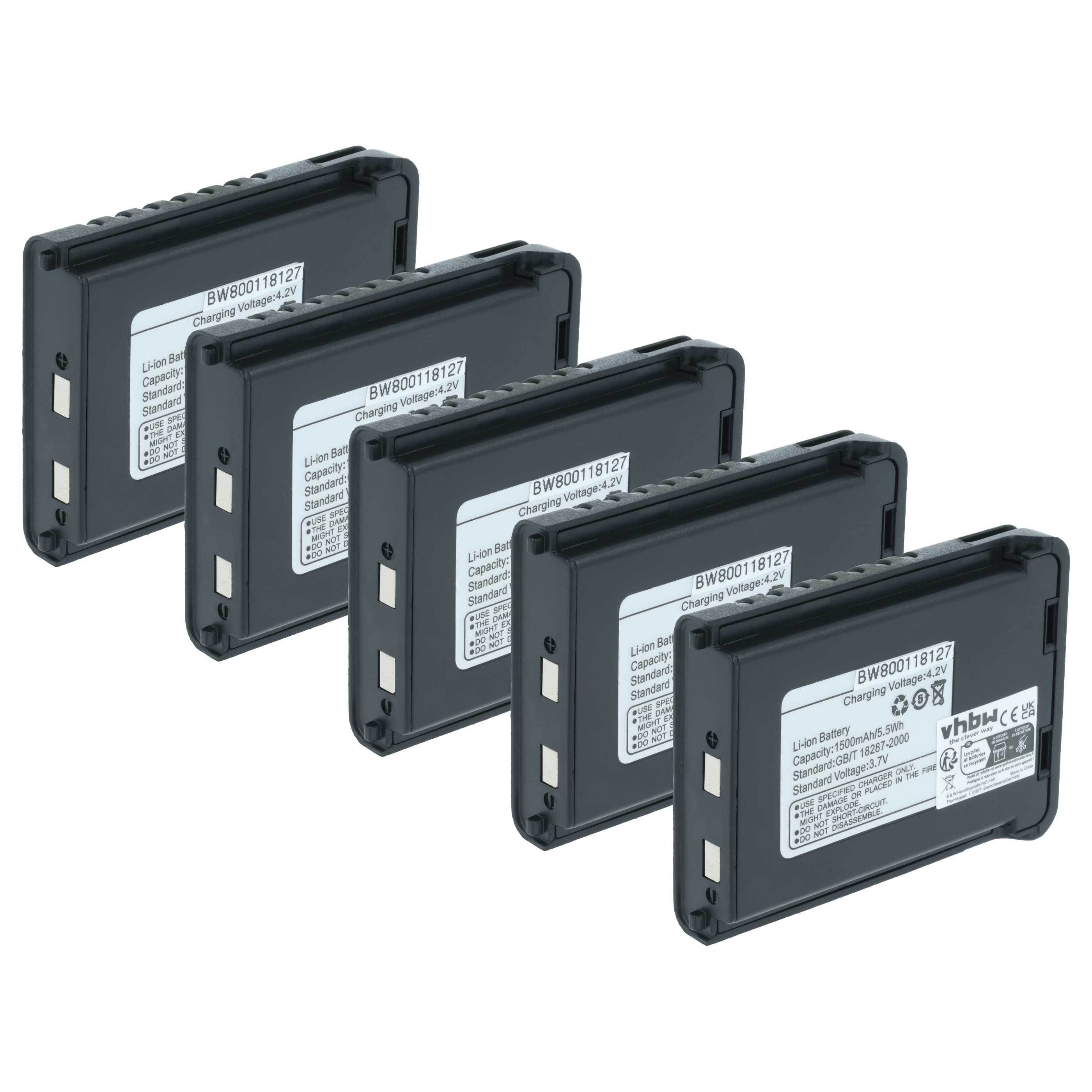 Radio 5x Battery replaces Baofeng BL-3L - 1500 mAh 3.7 V Li-Ion