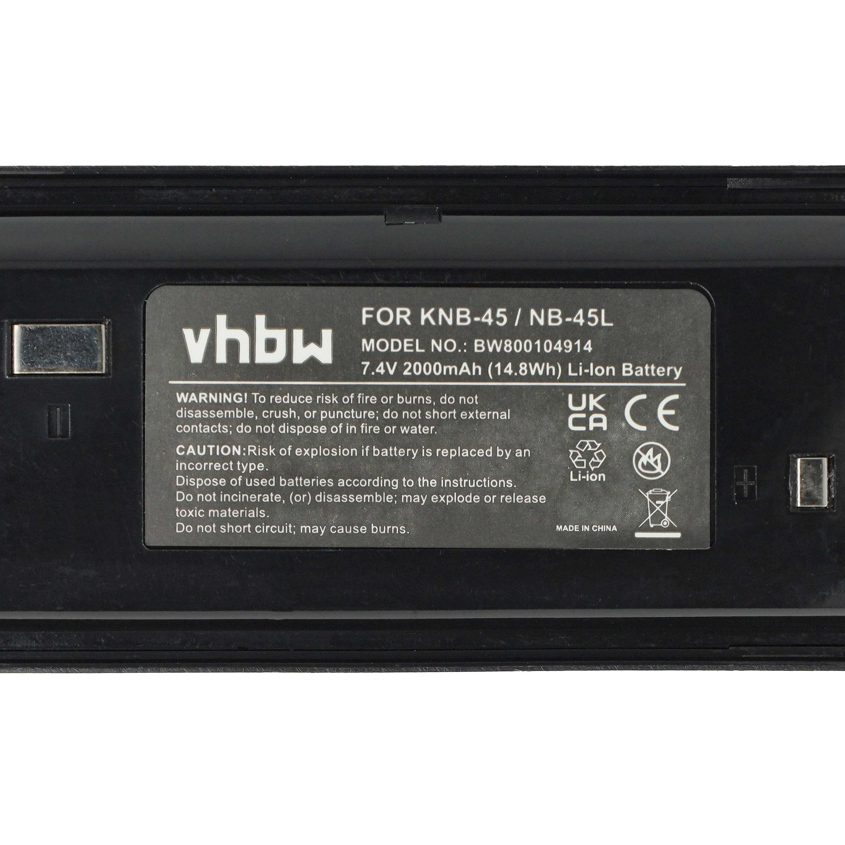 5x Batteria sostituisce Kenwood KNB-45, KNB-45L, KNB-45Li per dispositivo radio - 2000mAh 7,4V Li-Ion