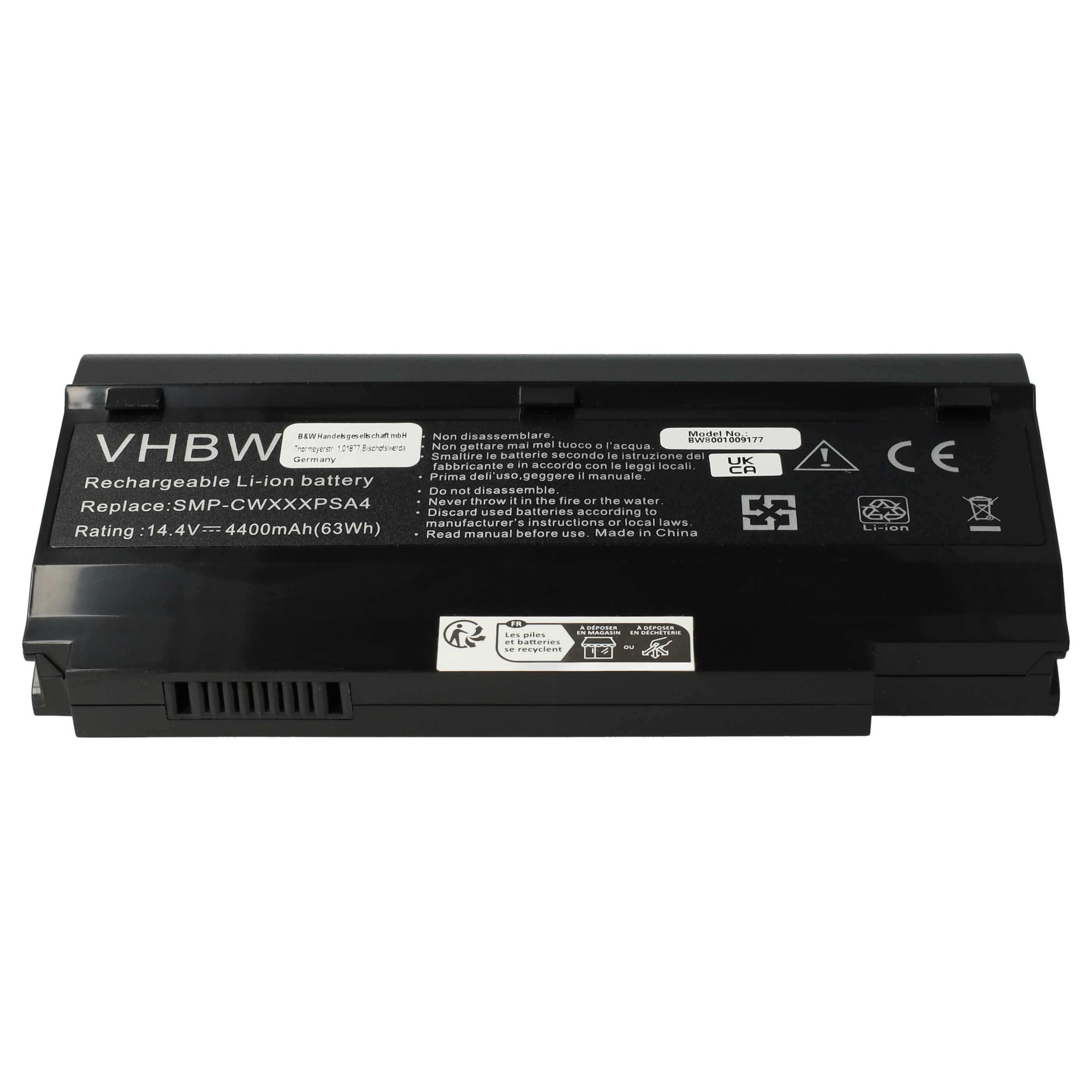 Notebook Battery Replacement for Fujitsu Siemens DPK-CWXXXSYA4, DPK-CWXXXSYC6 - 4400 mAh 14.4 V Li-Ion, black