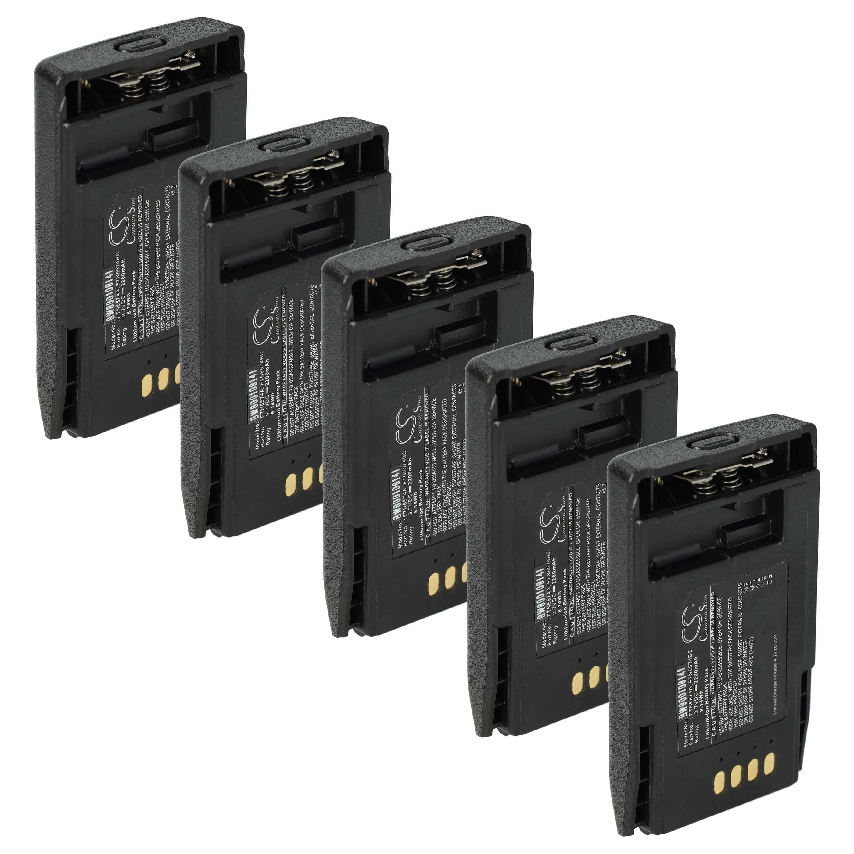 Radio 5x Battery replaces Motorola AP-6574, PMNN4351, FTN6574BC, FTN6574A, FTN6574 - 2200 mAh 3.7 V Li-Ion