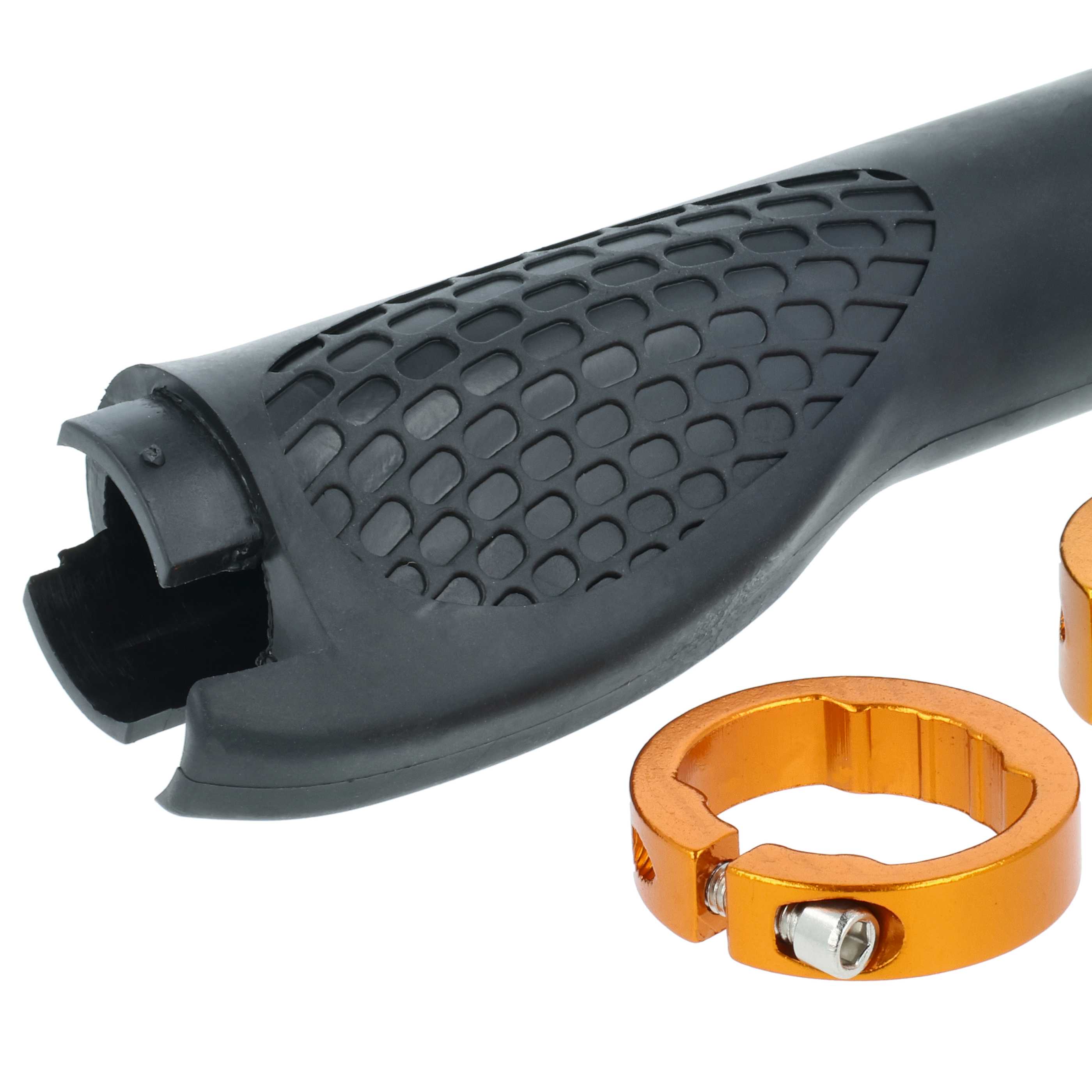 2x Handlebar Grips suitable for Bicycle, Mountain Bike - Hand Grips, Ergonomic, Gold/Black