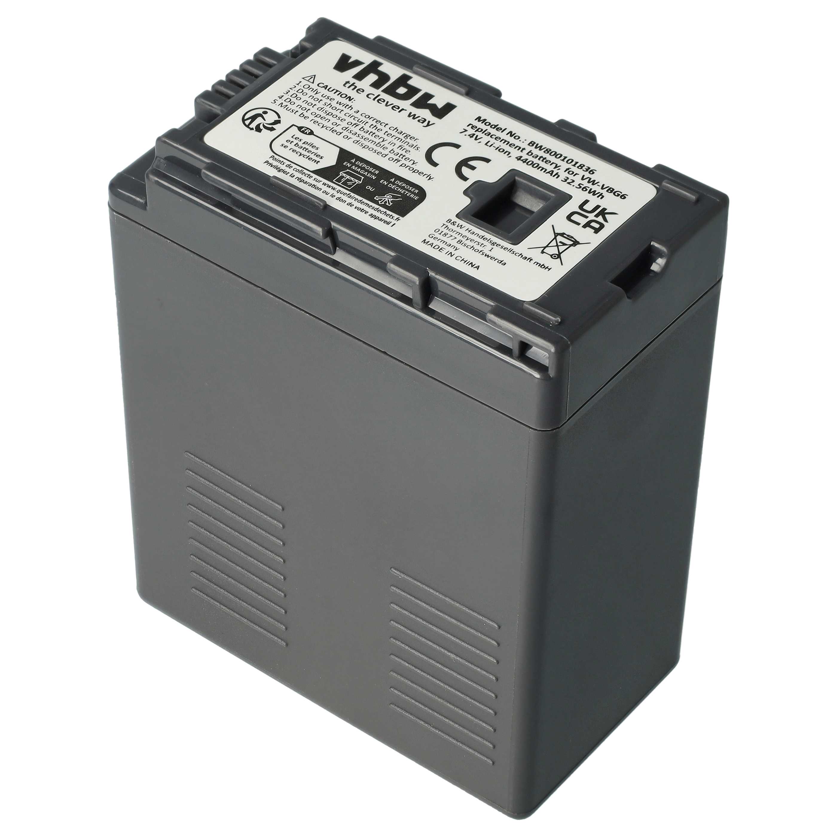 Videocamera Battery replaces Panasonic VW-VBG6 - 4400 mAh 7.4 V Li-Ion
