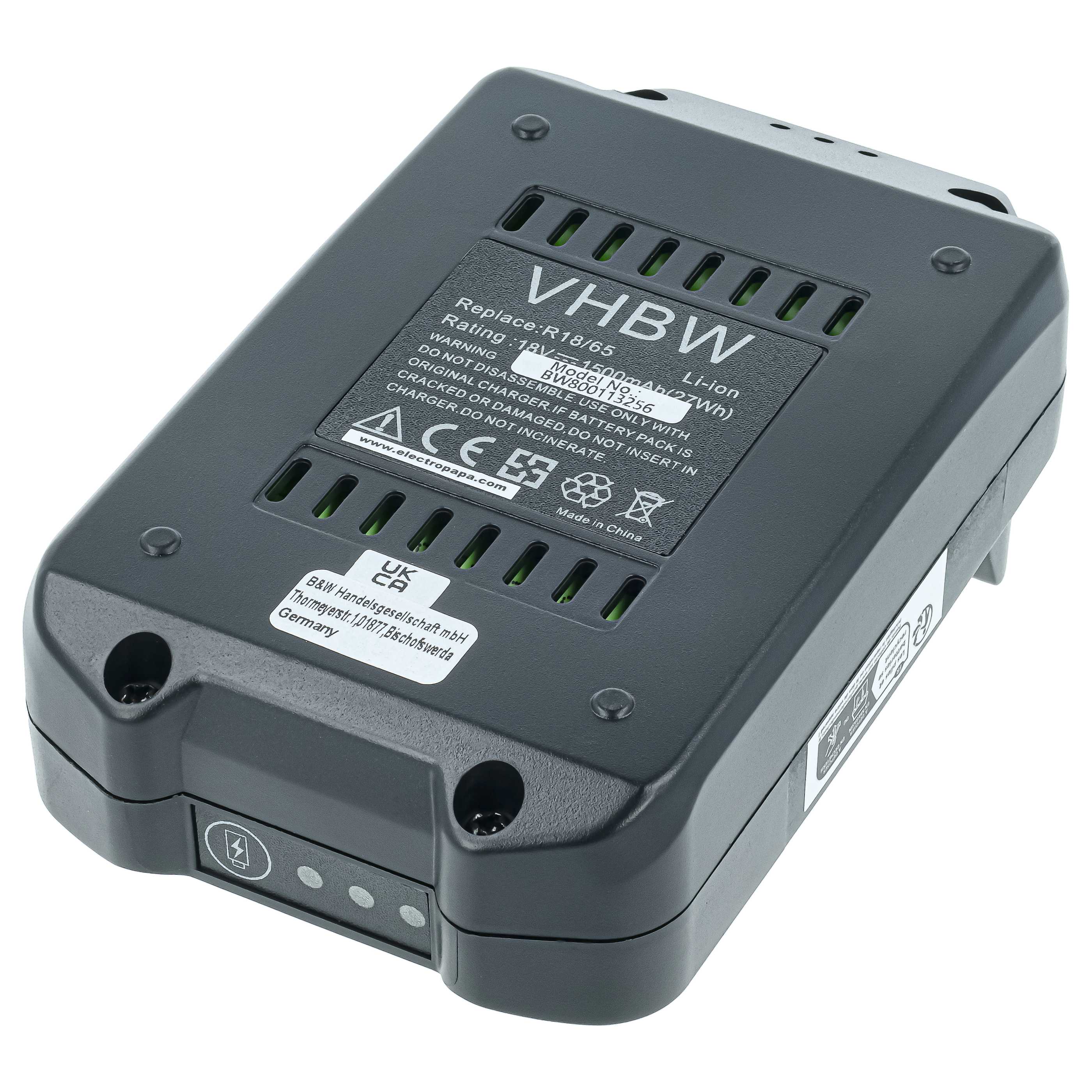 Battery replaces Meister Craft 5451270, R18/65 Electric Power Tool - 1500 mAh, 18 V, Li-Ion