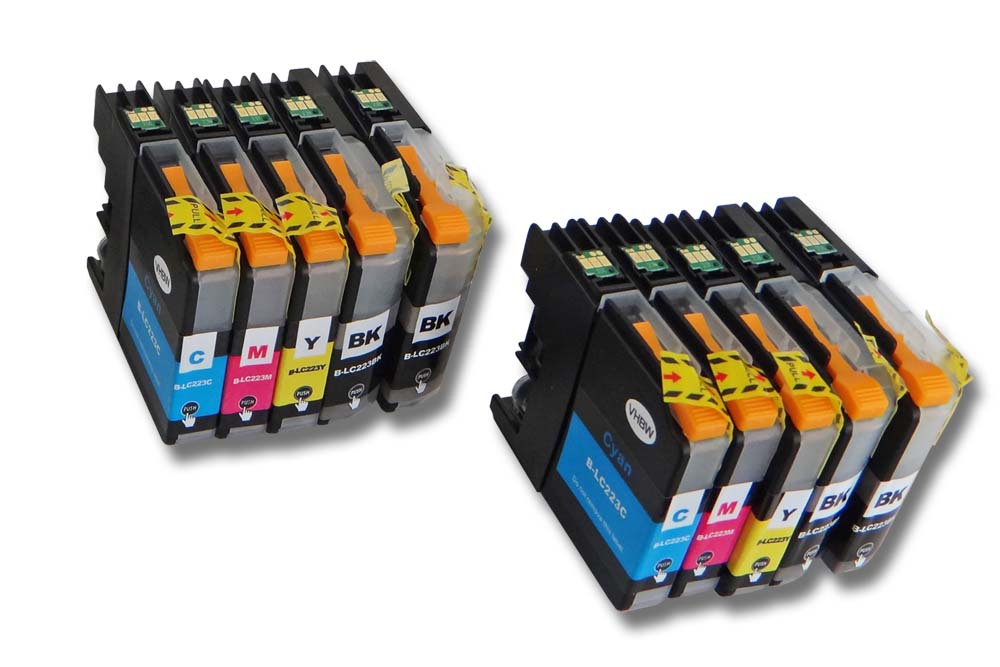 Set de 10x cartuchos de tinta reemplaza Brother LC223 para impresora - B/C/M/Y 124 ml + chip