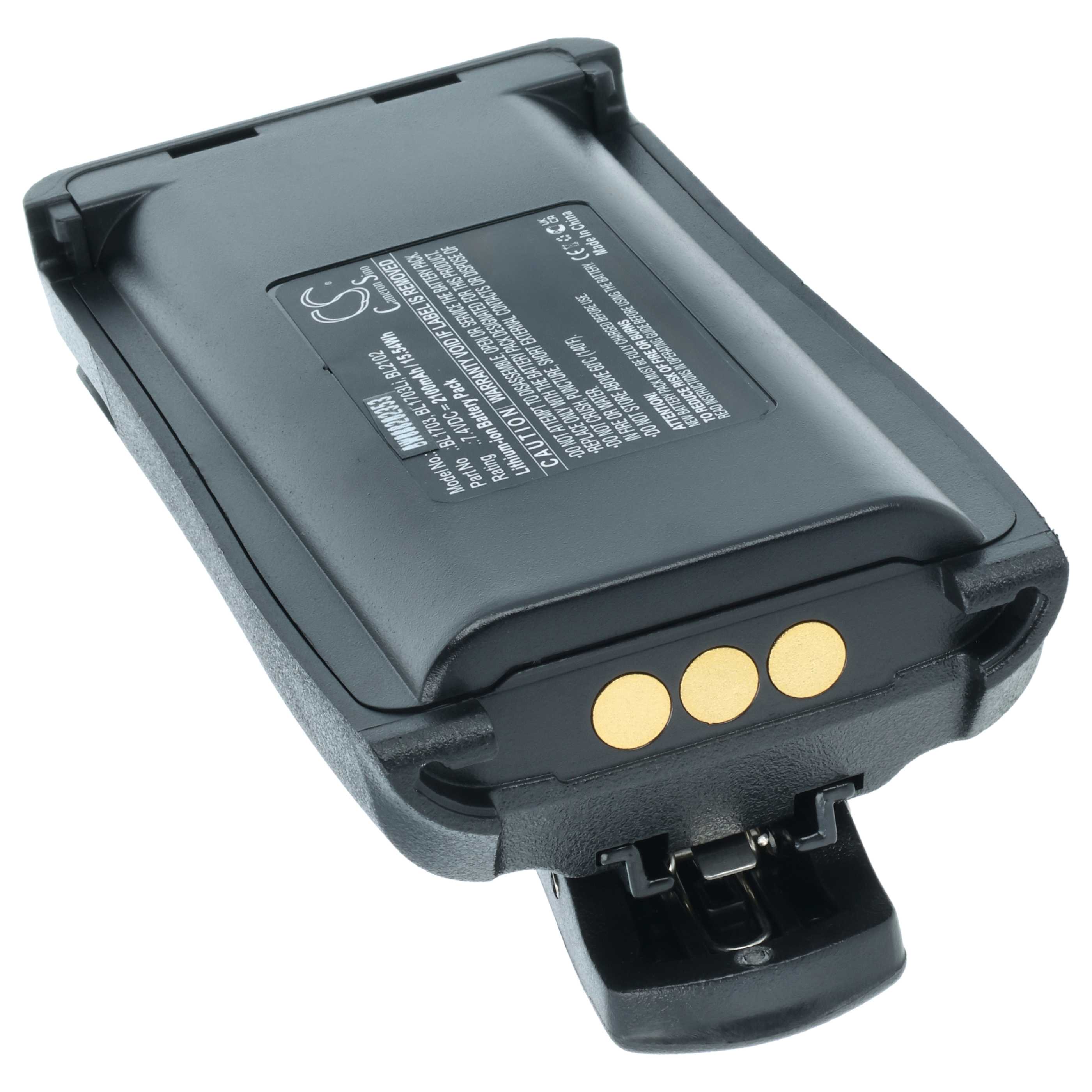 Radio Battery replaces Hyt BL2102, BL1703Li, BL1703, BL-2102Li, BH1801 - 2100 mAh 7.4 V Li-Ion + Belt Clip