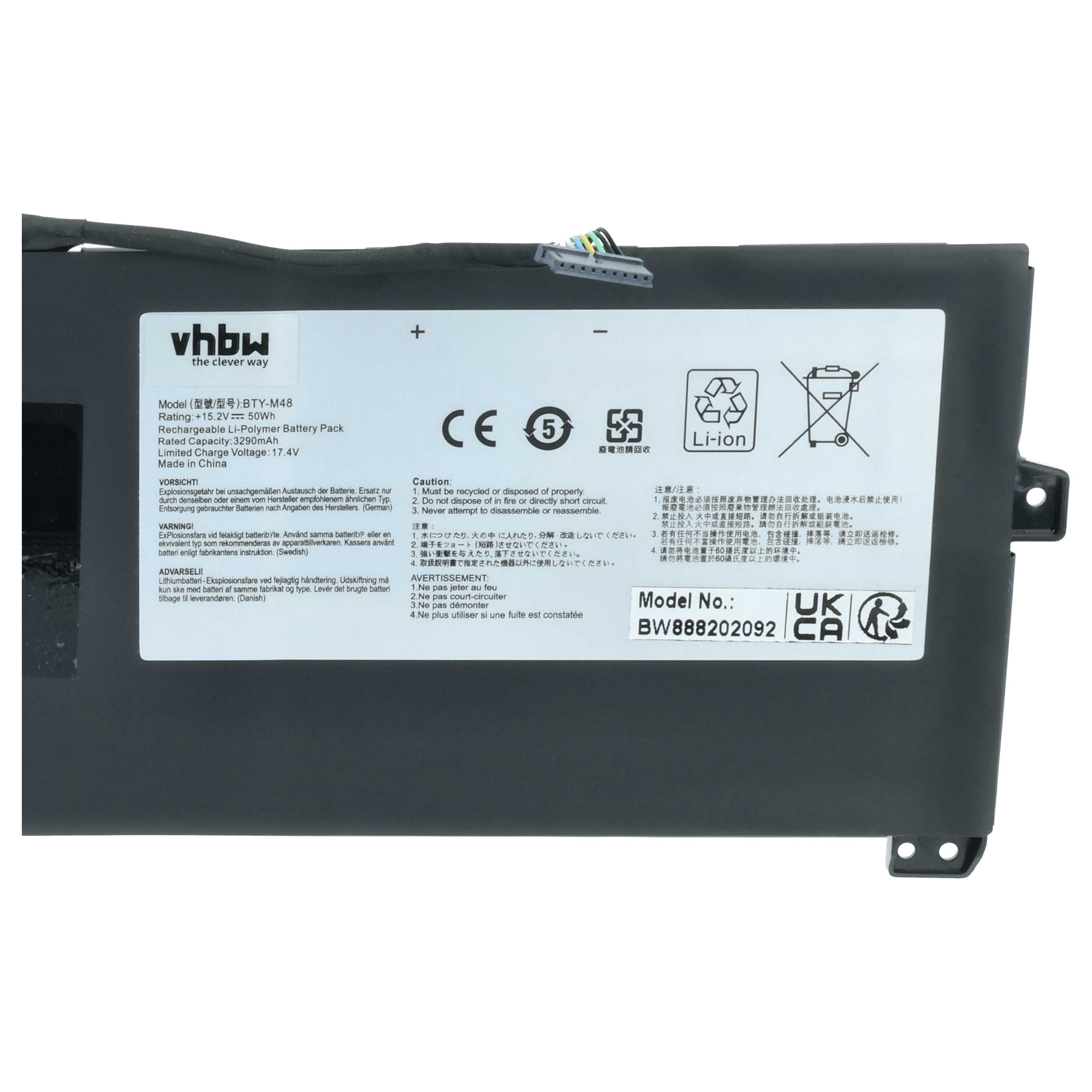Akumulator do laptopa zamiennik MSI BTY-M48, 4ICP5/41/119 - 3250 mAh 15,2 V LiPo, czarny