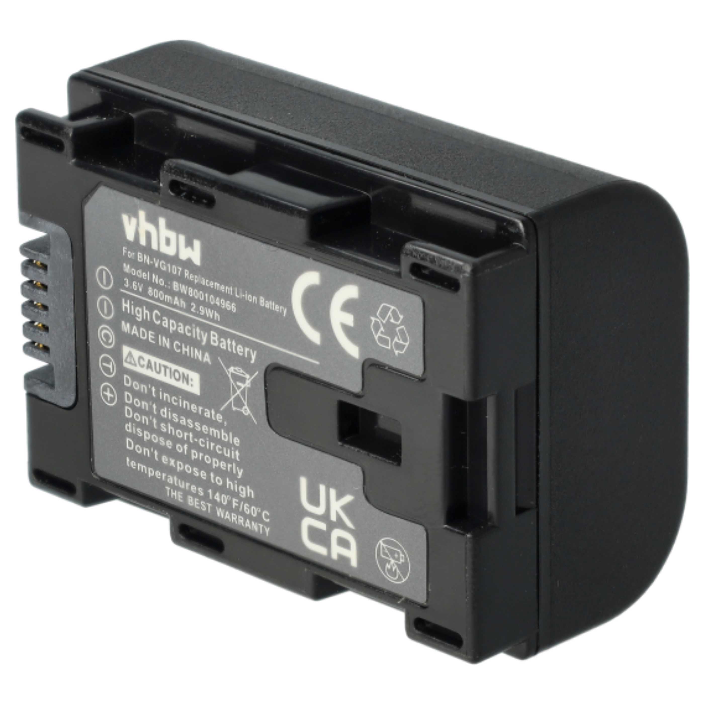 Videocamera 2x Battery replaces JVC BN-VG107, BN-VG107U, BN-VG107E, BN-VG107US - 800 mAh 3.6 V Li-Ion