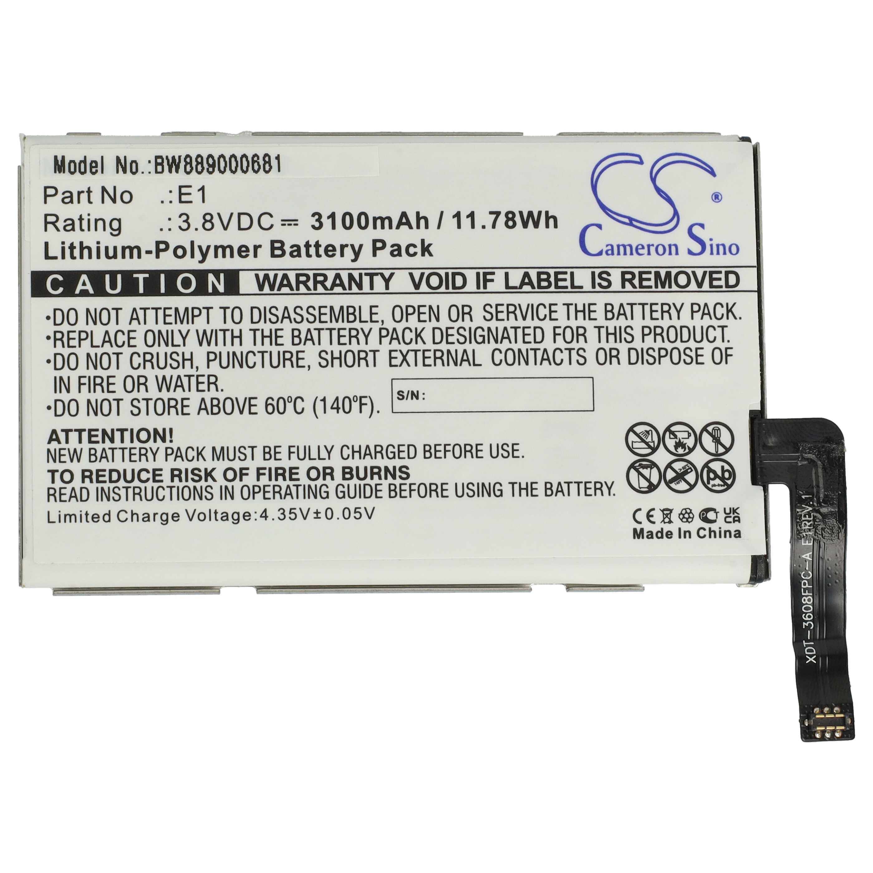 Batteria per hotspot modem router portatile sostituisce GlocalMe E1, GLMU18A02 GlocalMe - 3100mAh 3,8V Li-Poly