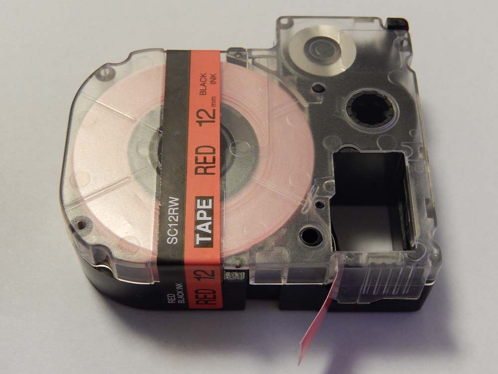 Label Tape as Replacement for Epson LC-4YRN - 12 mm Black to Red