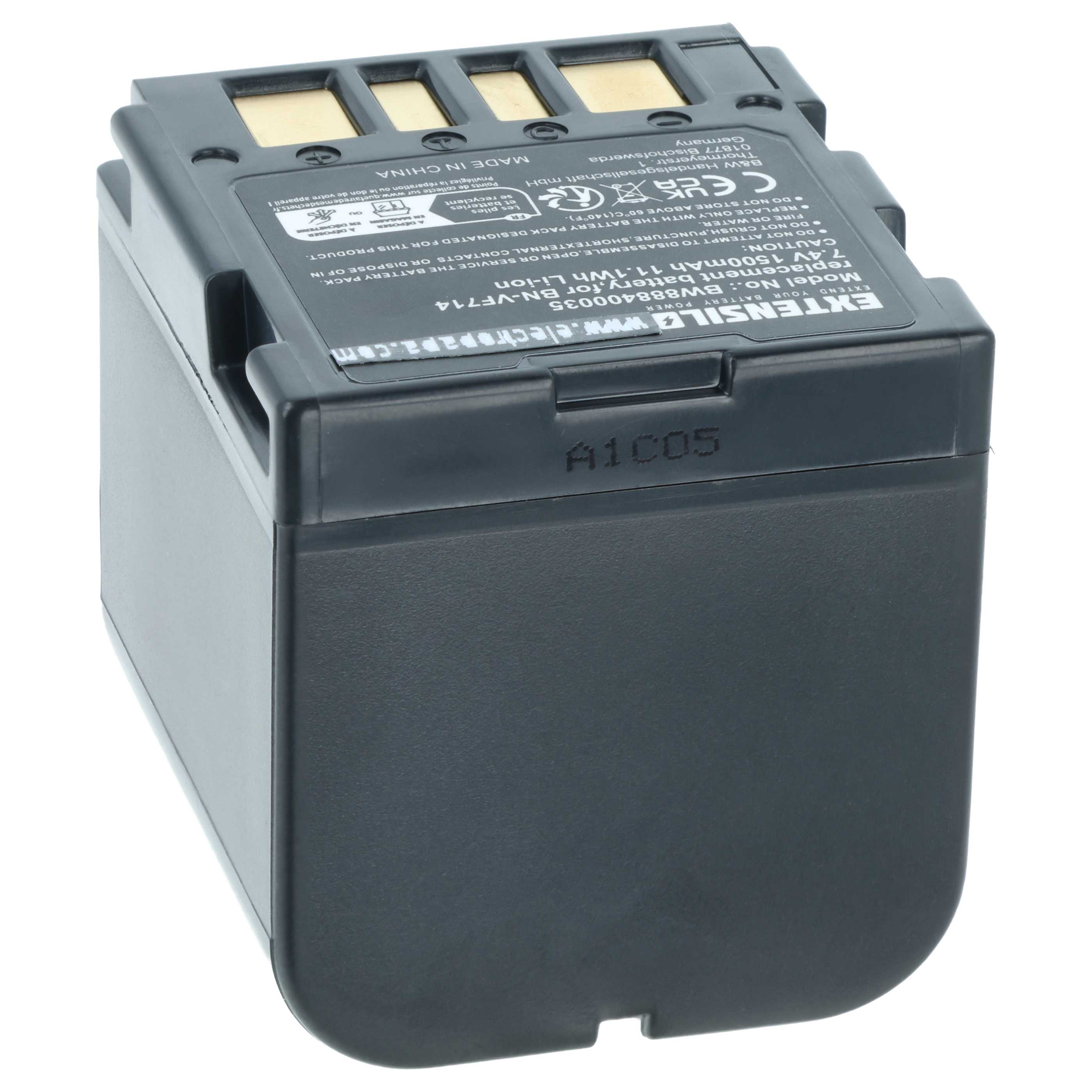 2x Battery replaces JVC BN-VF707, BN-VF707U, BN-VF714, BN-VF714U, BN-VF733, BN-VF733U - 1500mAh, 7.4V, Li-Ion