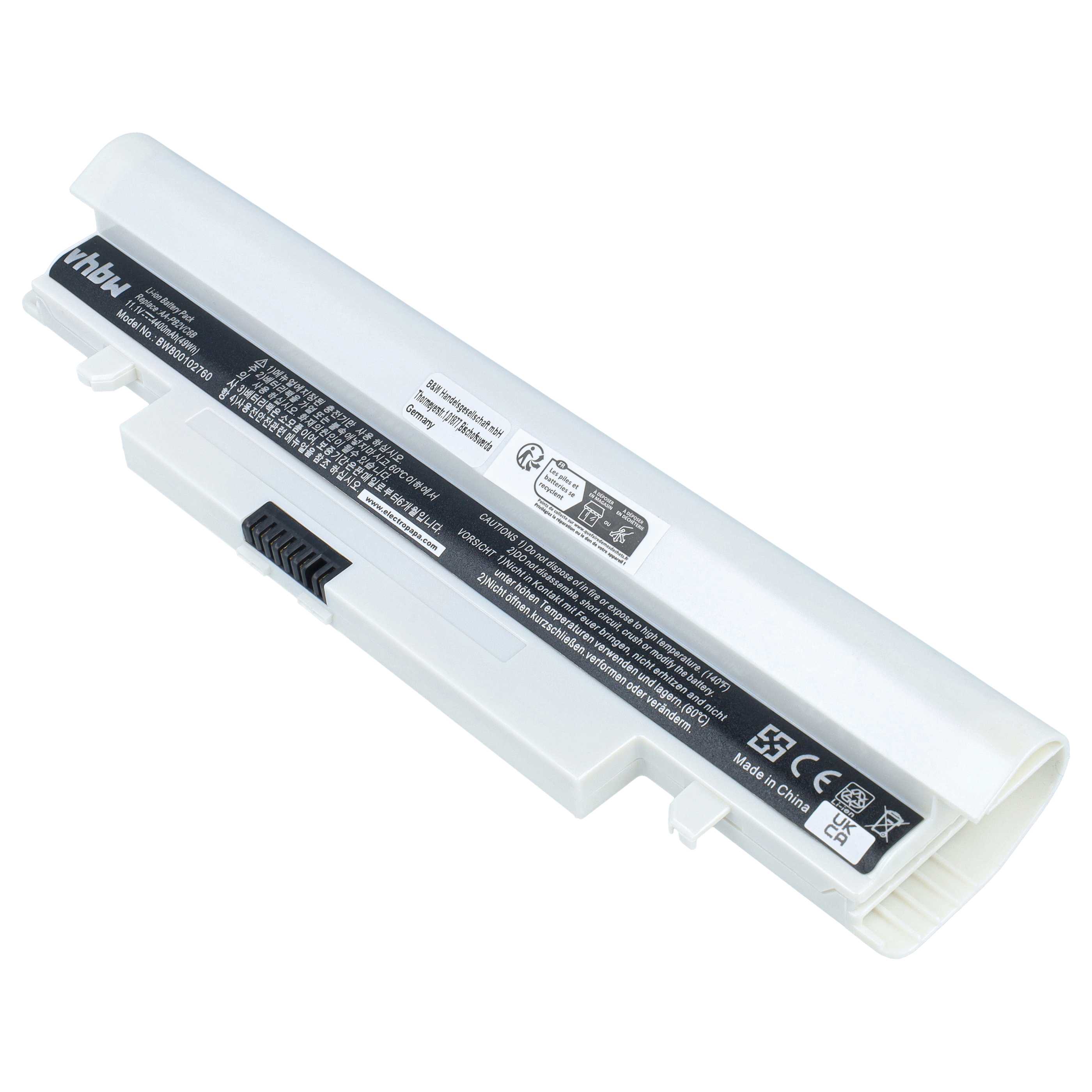 Batteria sostituisce Samsung AA-PB2VC6B, AA-PL2VC6B, AA-PB2VC6W per notebook - 4400mAh 11,1V Li-Ion bianco