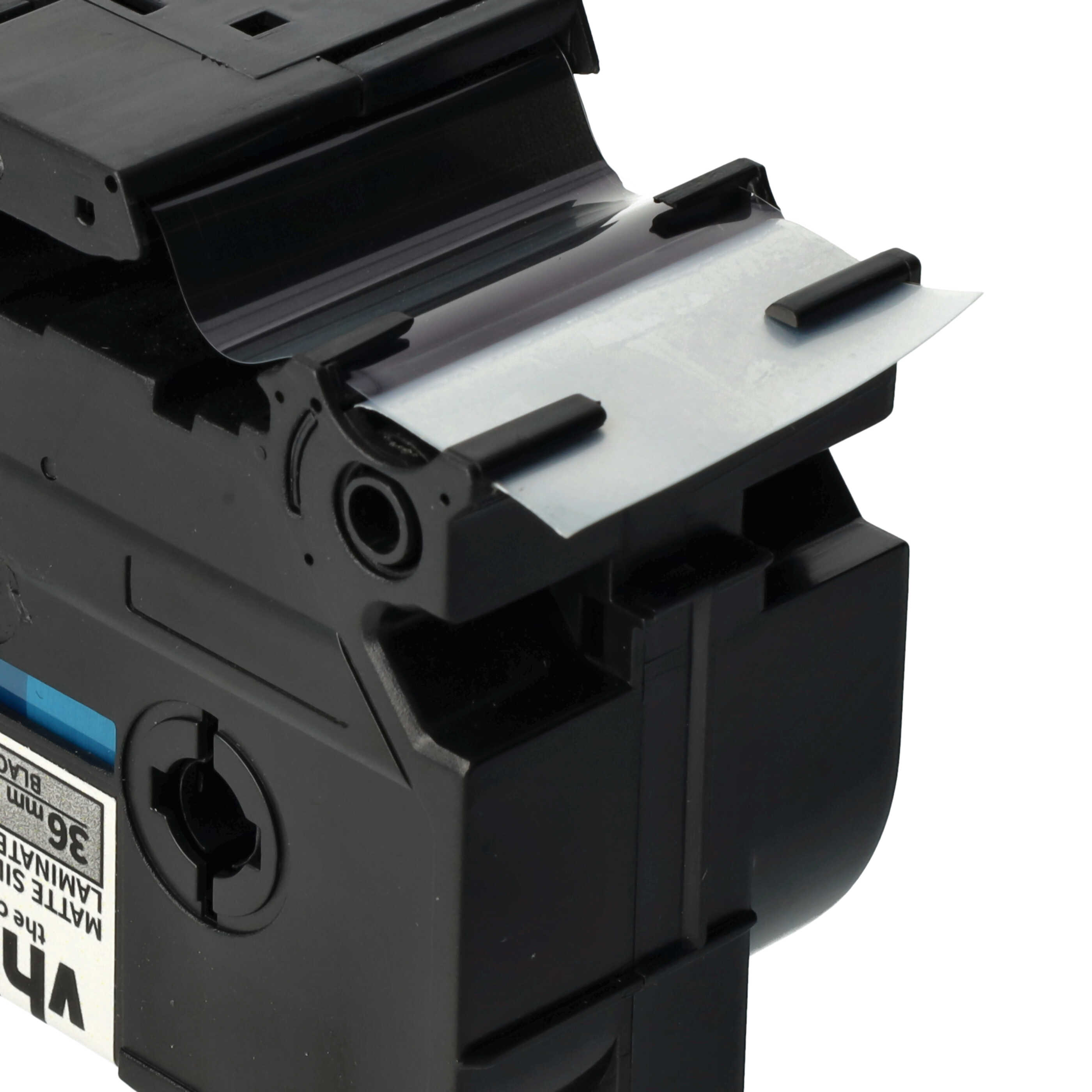 Label Tape replaces Brother AHe-M961, HGE-M961, HGEM961 - 36 mm Black to Matt-Silver