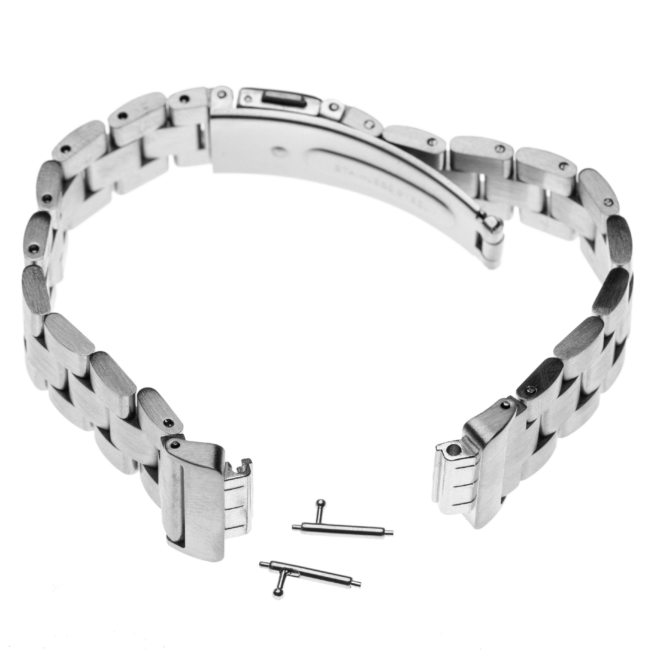 Bracelet pour montre intelligente Fitbit - 18 cm de long, 14mm de large, acier inoxydable, argenté