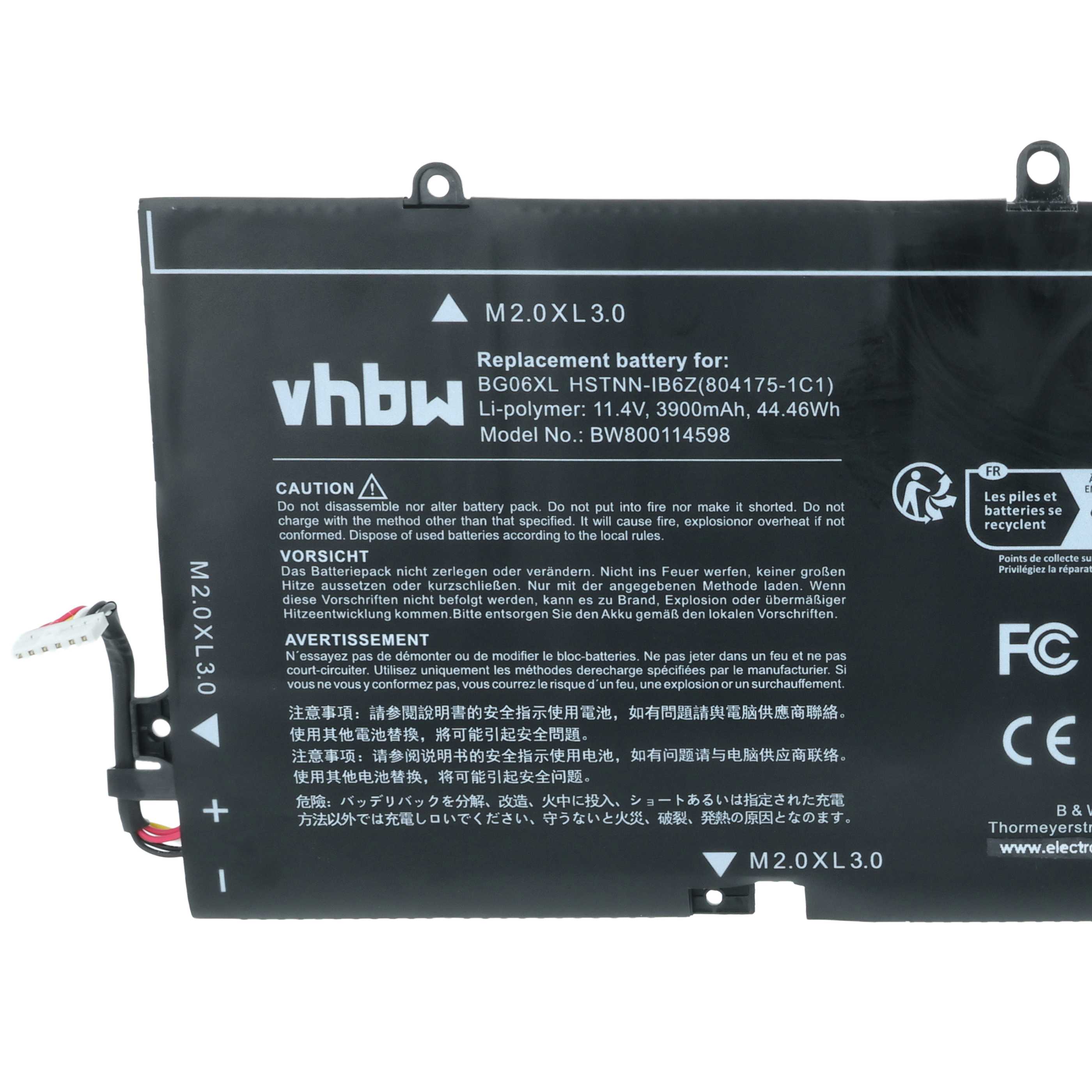 Akumulator do laptopa zamiennik HP 804175-1C1, 805096-001, 804175-1B1 - 3900 mAh 11,4 V LiPo, czarny