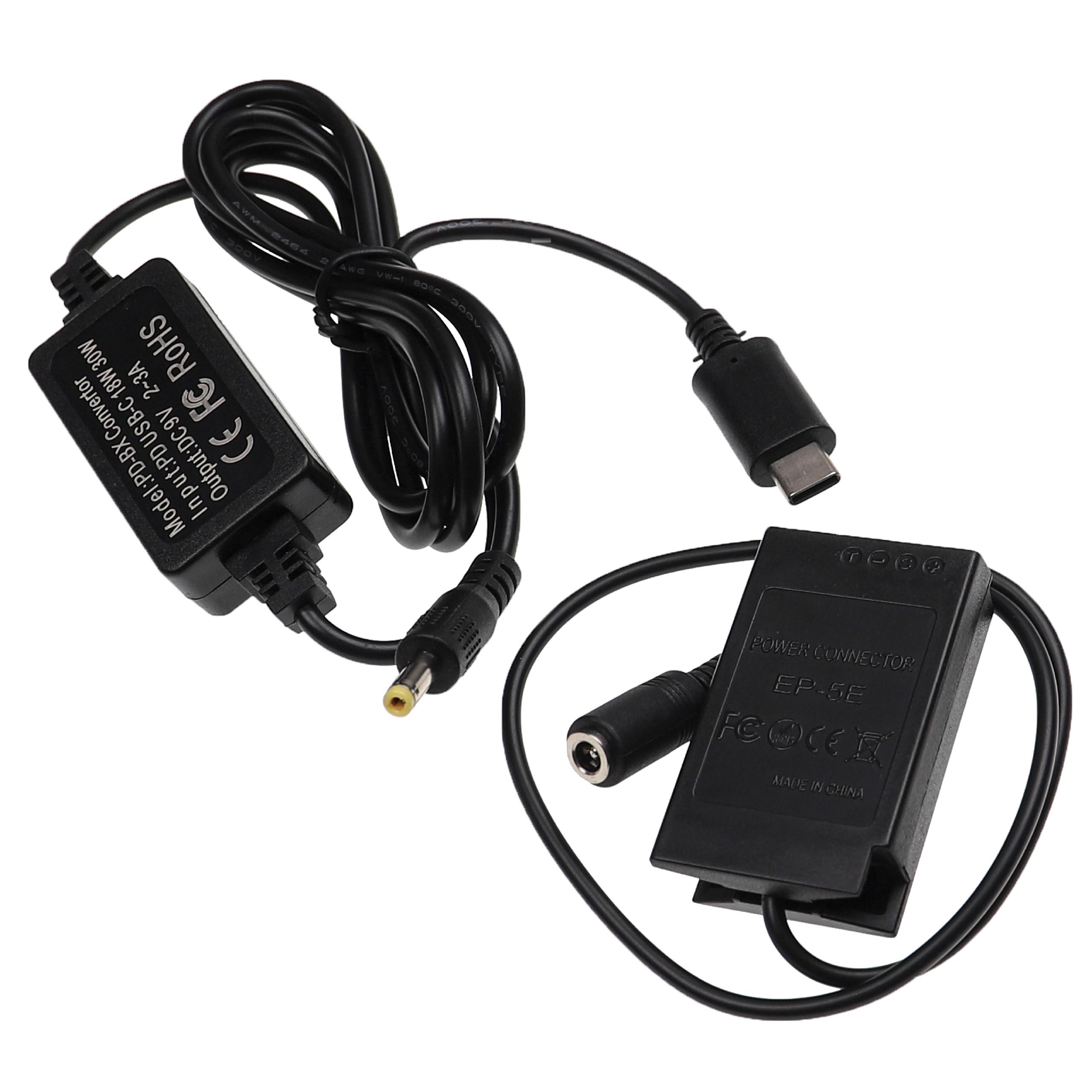 USB Power Supply replaces EH-5AEH-5 for Camera + DC Coupler as Nikon EP-5E - 2 m, 9 V 3.0 A