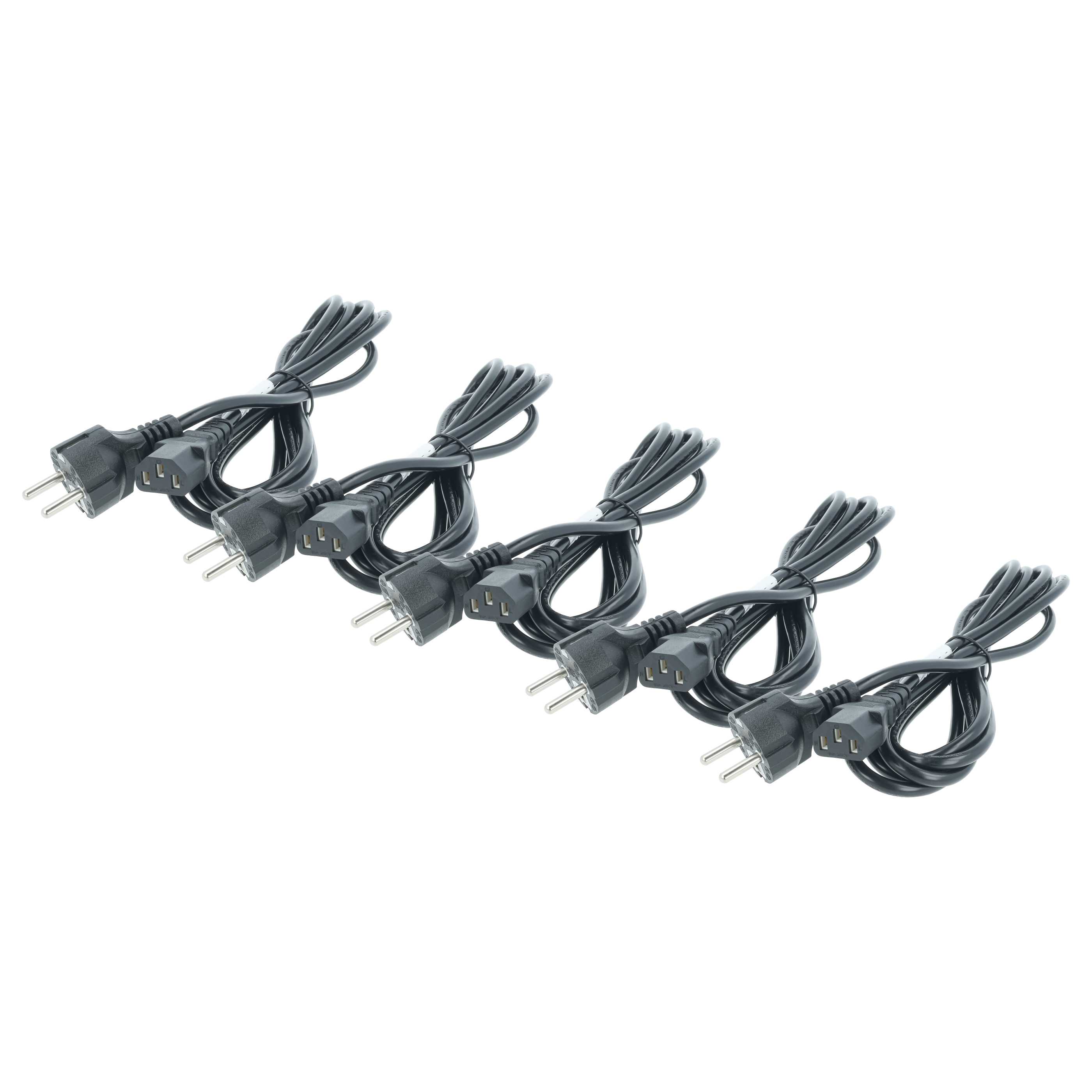 5x Cable de red C13 euroconector compatible con dispositivo IEC por ej. PC, monitor, ordenador - 3 m
