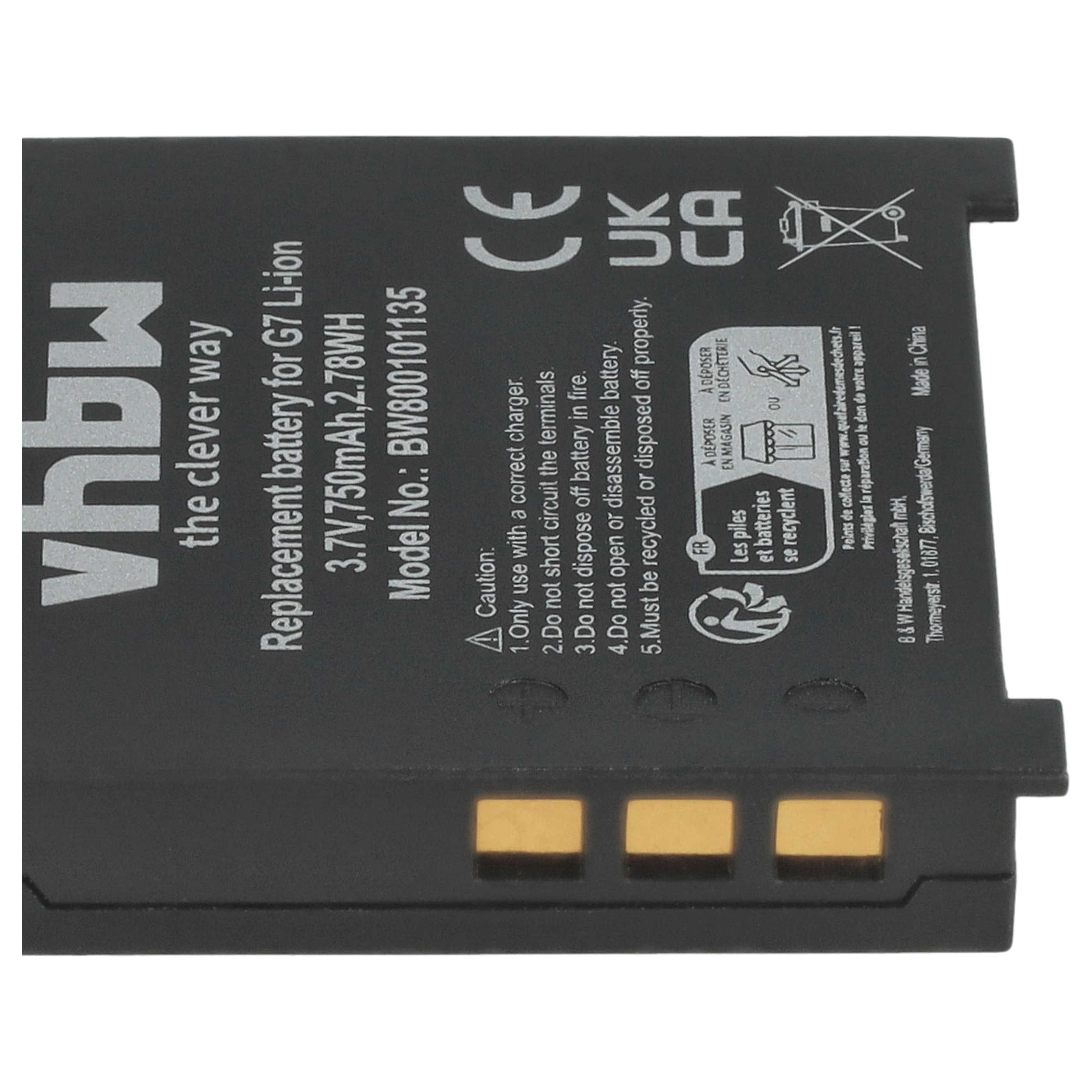 Batería reemplaza Logitech 190310-1000, 831409, 190310-1001 para ratón inalámbrico (750 mAh, 3,7 V, Li-Ion)