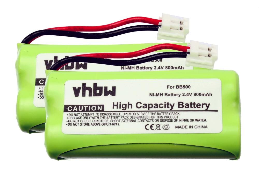2x Batteries remplace 60AAAH2BMJ, BC102906, 87C, BT-34H, T377 pour téléphone Binatone - 800mAh 2,4V NiMH