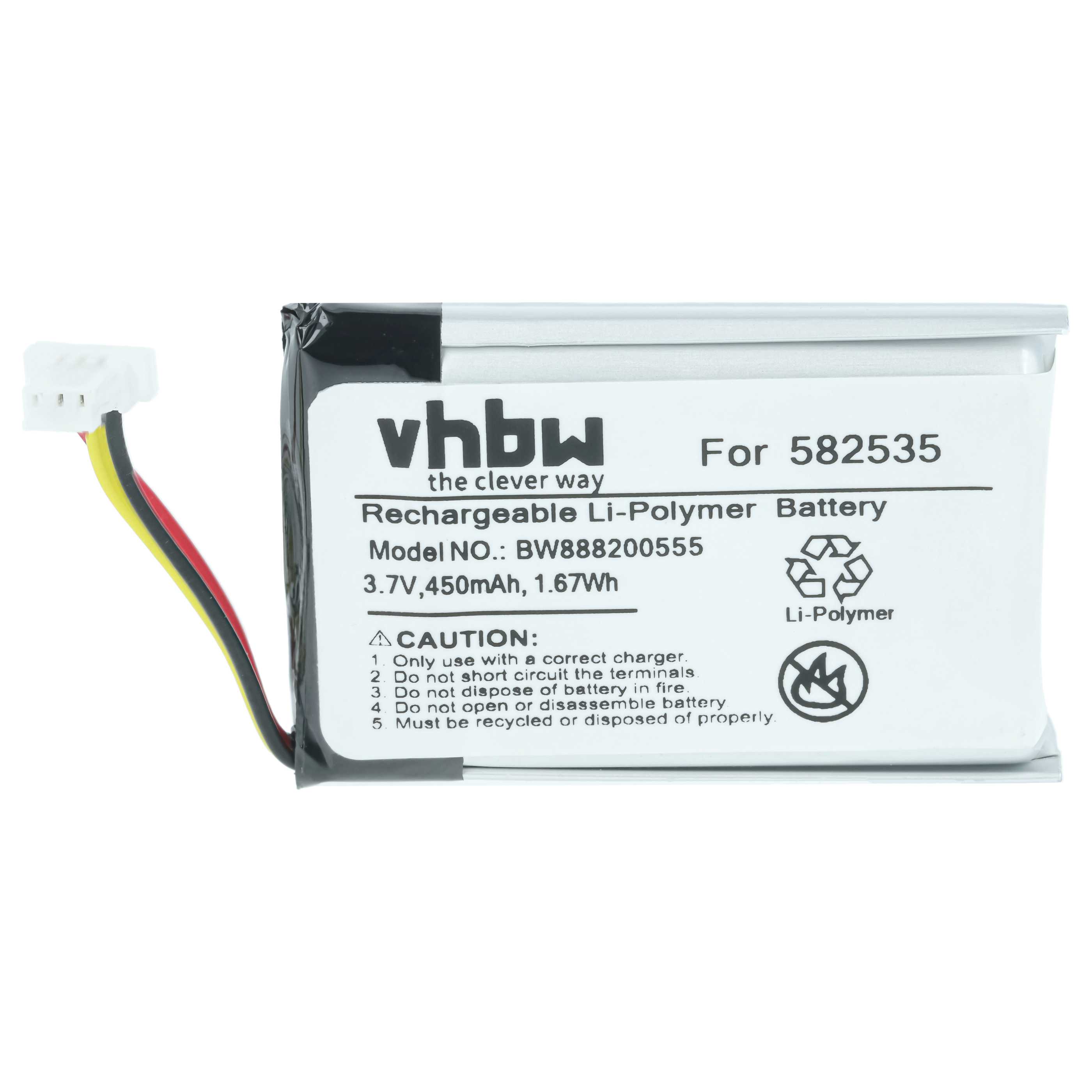Videocamera Battery replaces Mio 582535, 1ICP6/26/36 - 450 mAh 3.7 V Li-polymer