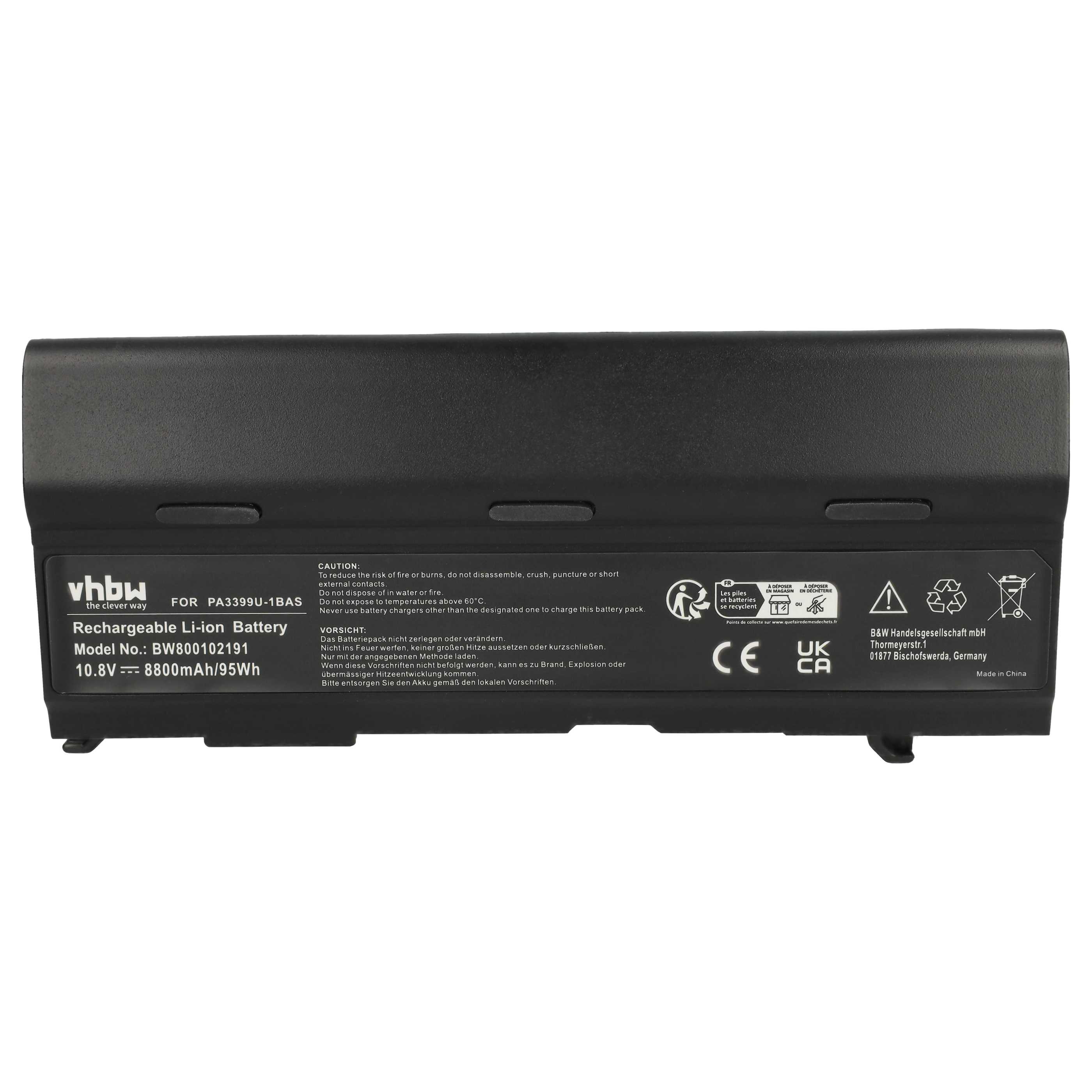 Akumulator do laptopa zamiennik Toshiba PA3399U-1BAS, PA3399U-1BRS - 8800 mAh 10,8 V Li-Ion, czarny