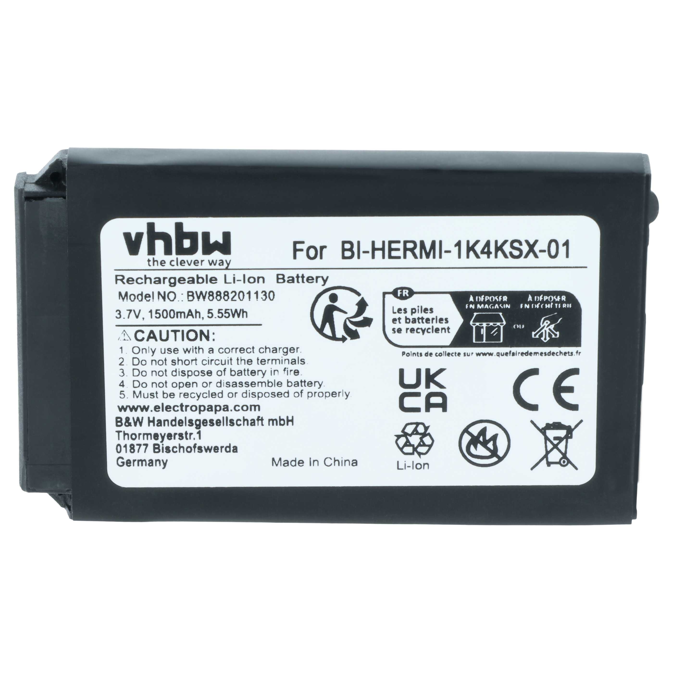 2x Batteries remplace Cisco BI-HERMI-1K4KSX-01 pour téléphone Cisco - 1500mAh 3,7V Li-ion