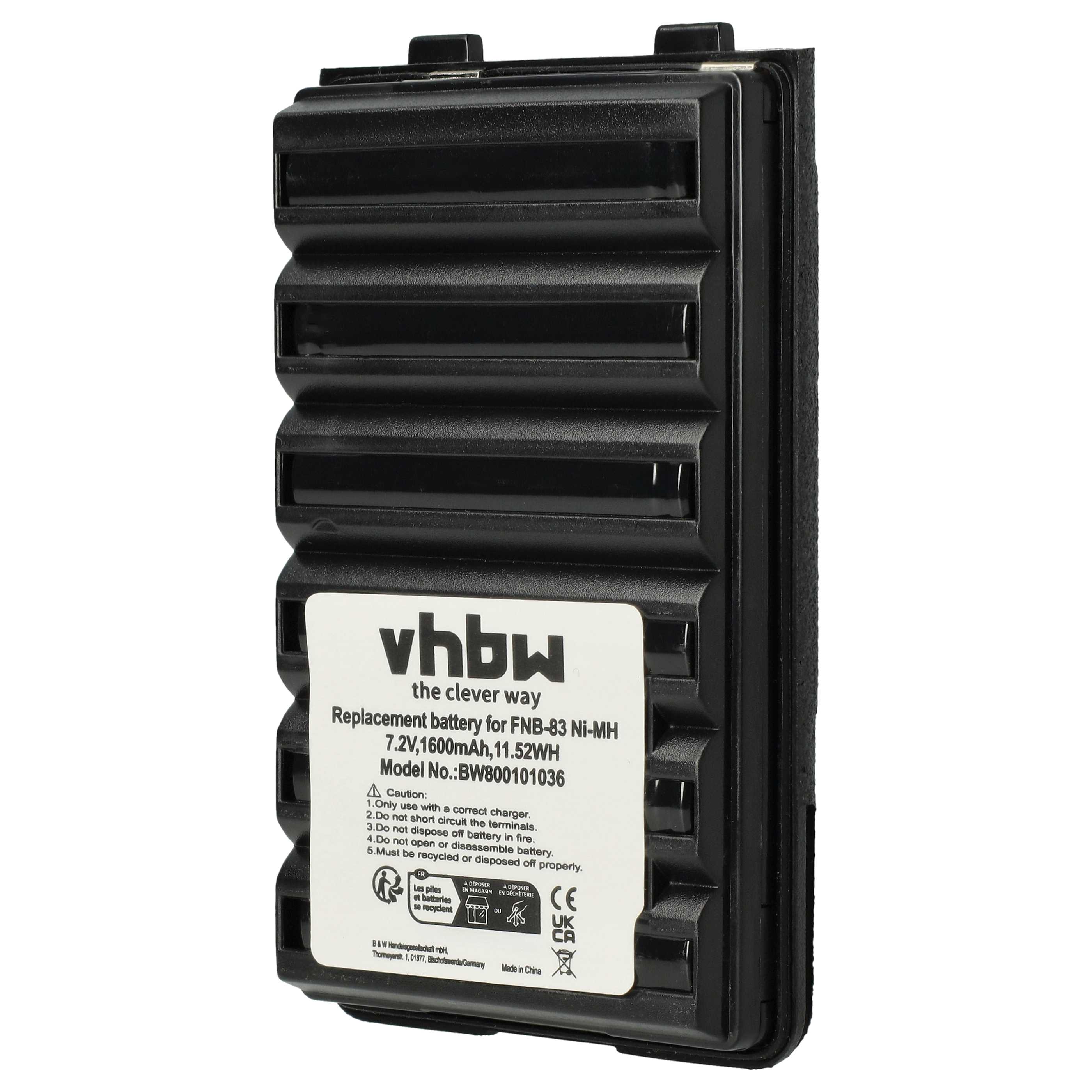 Radio 2x Battery replaces Yaesu Vertex FNB-64H, FNB-57, FNB-64, FNB-83, AAJ66X001 - 1600 mAh 7.2 V NiMH