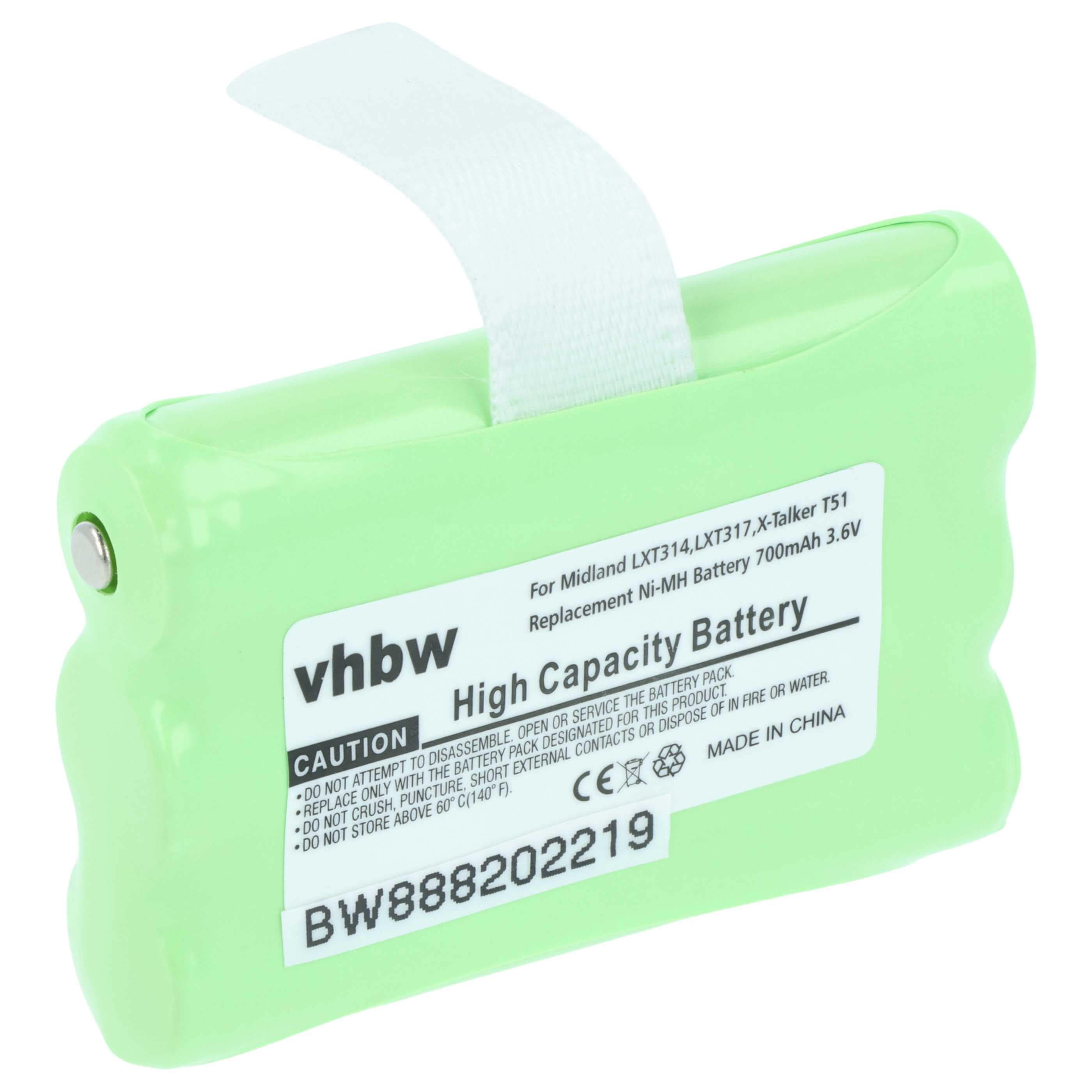 Radio Battery replaces Midland AVP14, BATT3R - 700 mAh 3.6 V NiMH