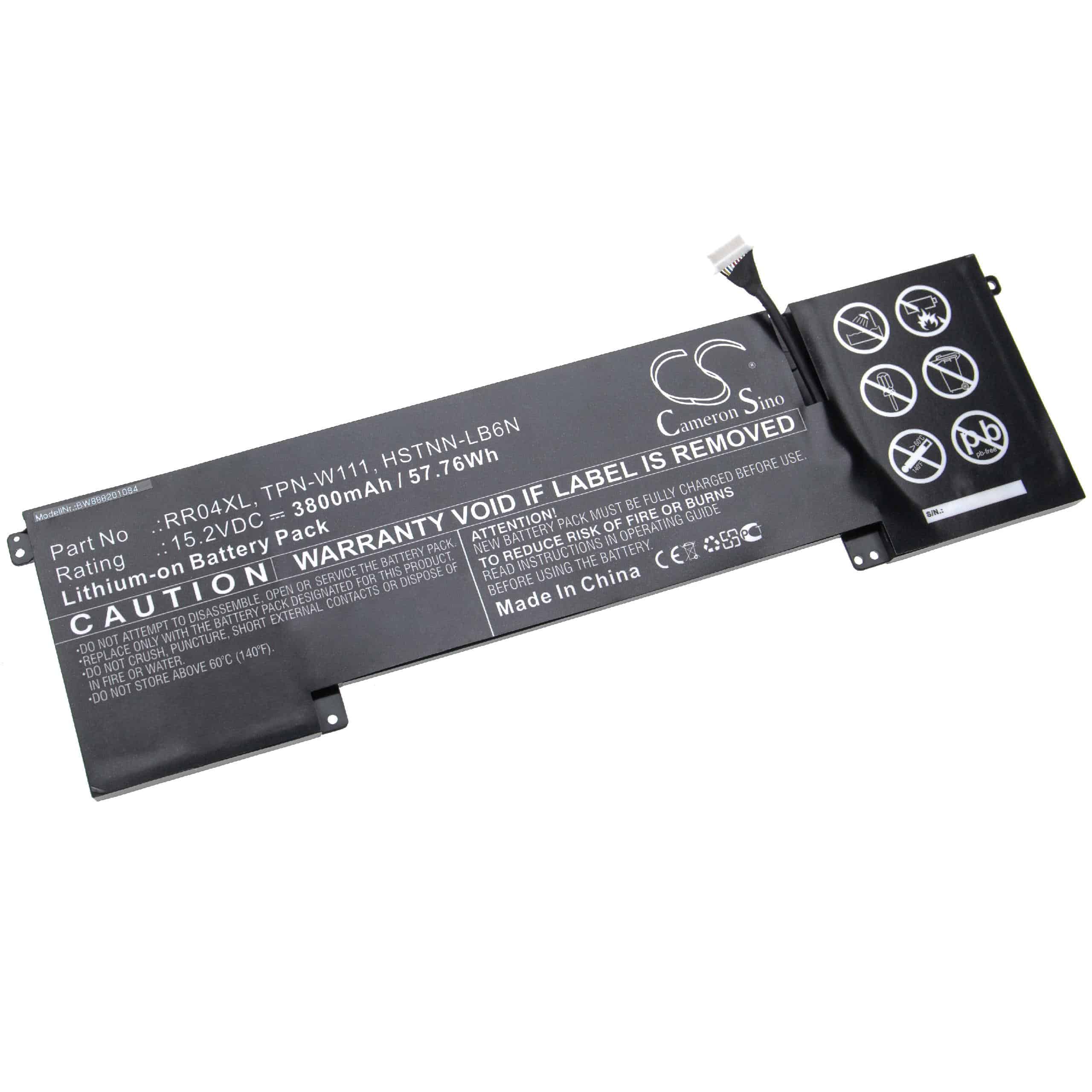 Batterie remplace HP 778961-421, 778978-005, 778951-421 pour ordinateur portable - 3800mAh 15,2V Li-ion, noir