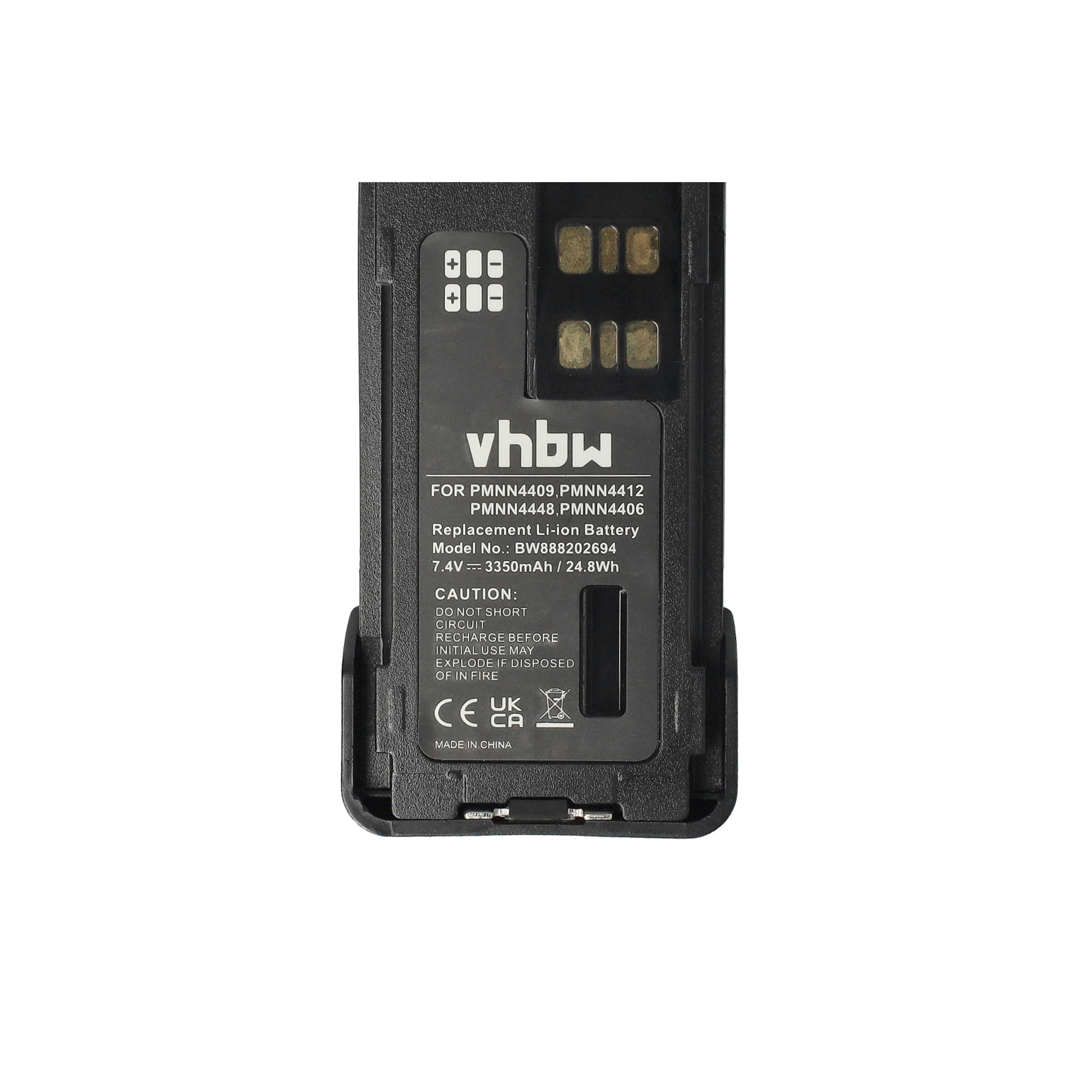 Radio 10x Battery replaces Motorola PMNN4409, PMNN4406BR, PMNN4406 - 3350 mAh 7.4 V Li-Ion + Belt Clip