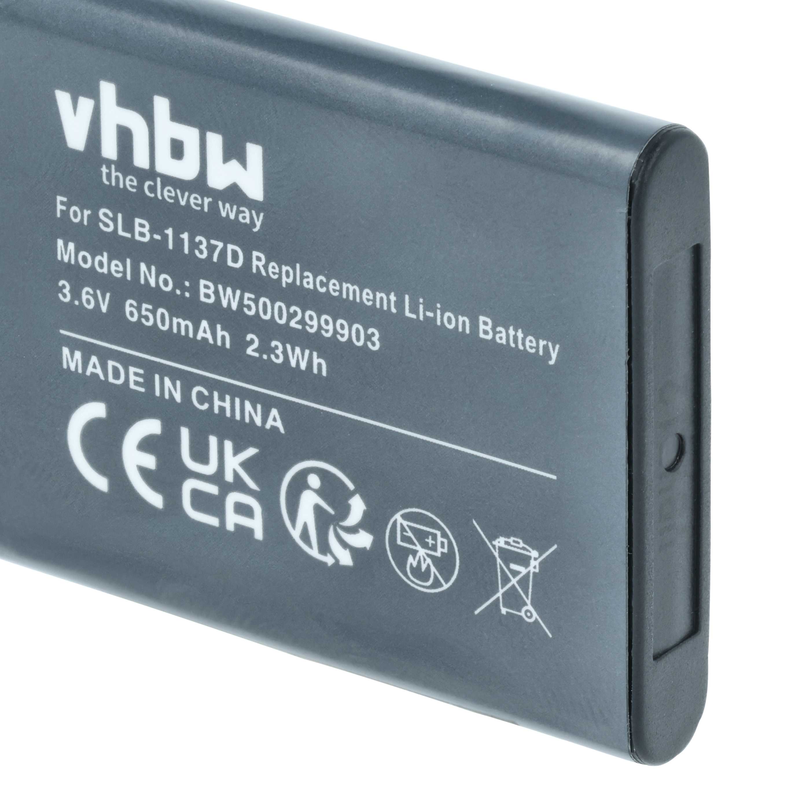 Batteria sostituisce Samsung SLB-1137d per fotocamera - 750mAh 3,6V Li-Ion