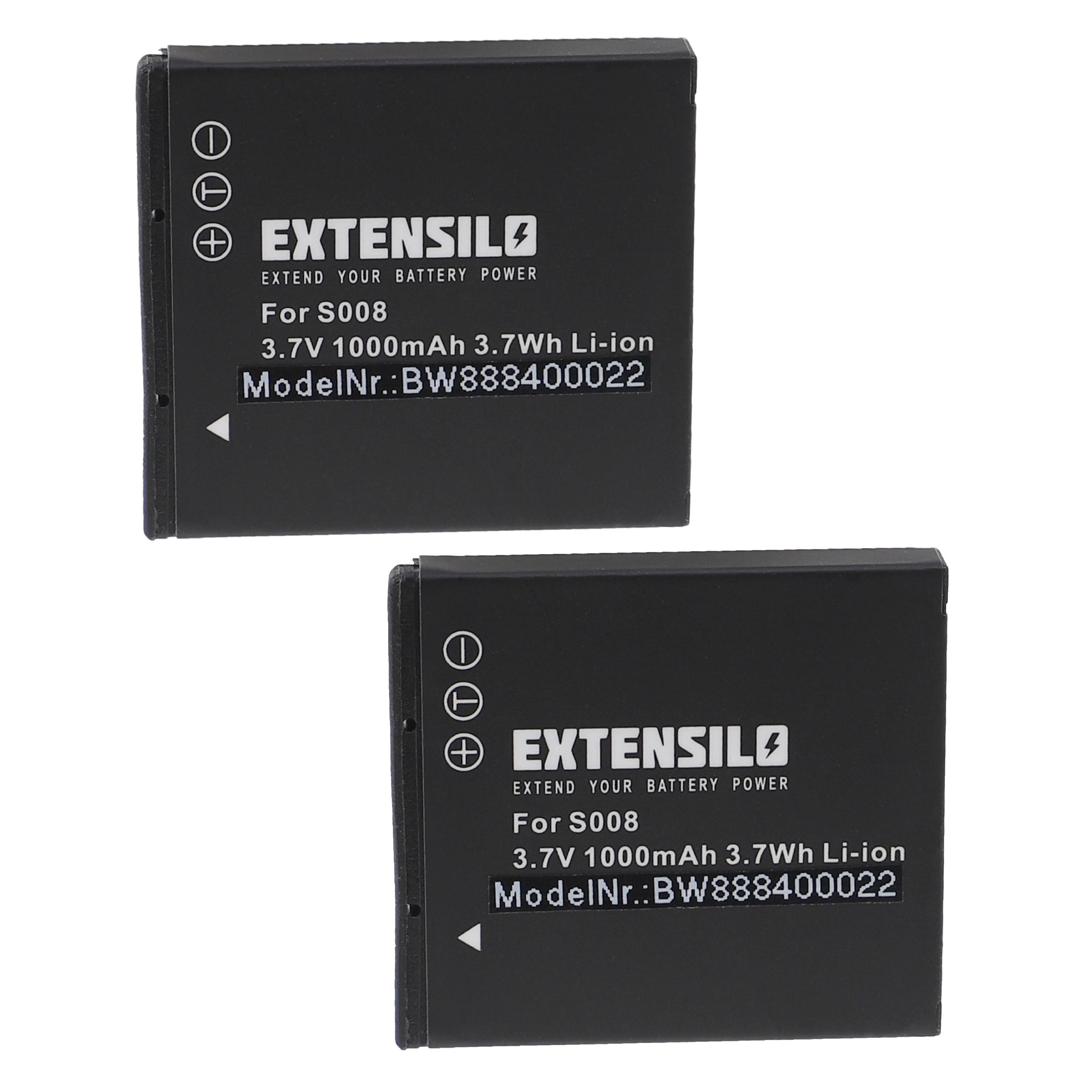 2x Battery replaces Leica BP-DC6 - 1000mAh, 3.7V, Li-Ion
